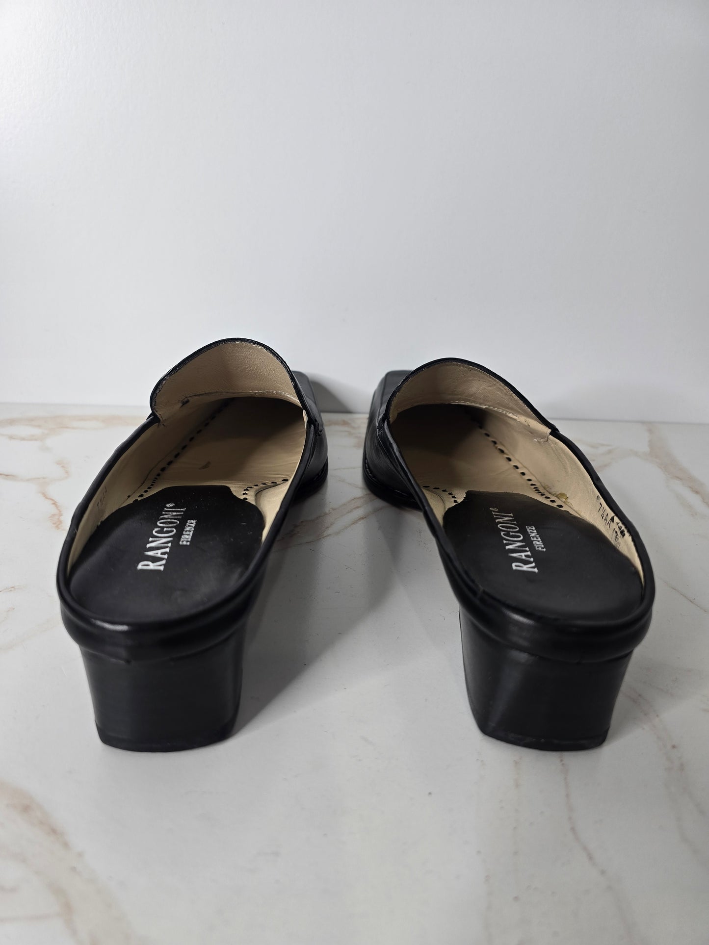 Rangoni Firenze Black Italian Leather Mule Sz 7.5 AA (Narrow)