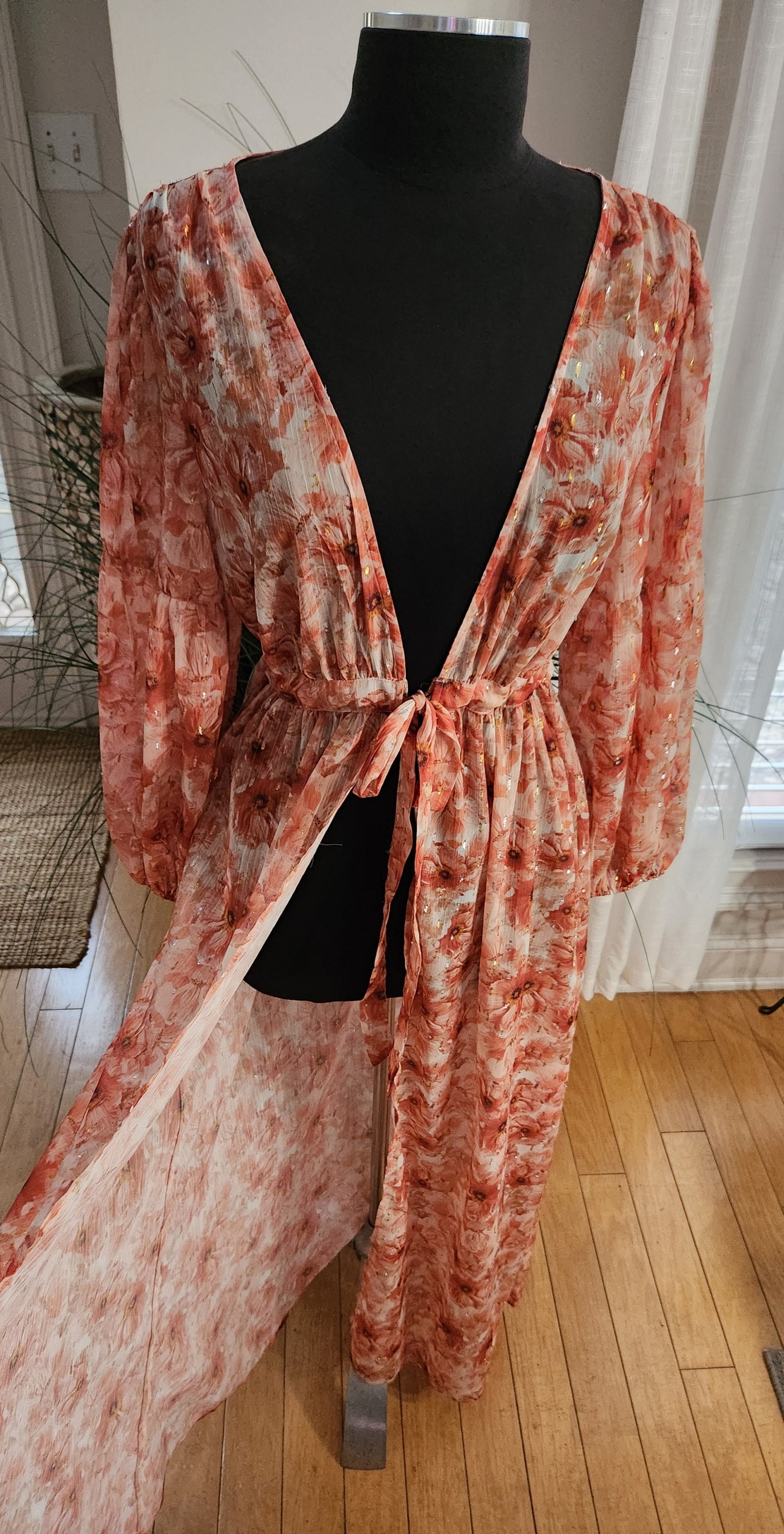 Express Metallic Floral Maxi Cover-Up Sz S/M