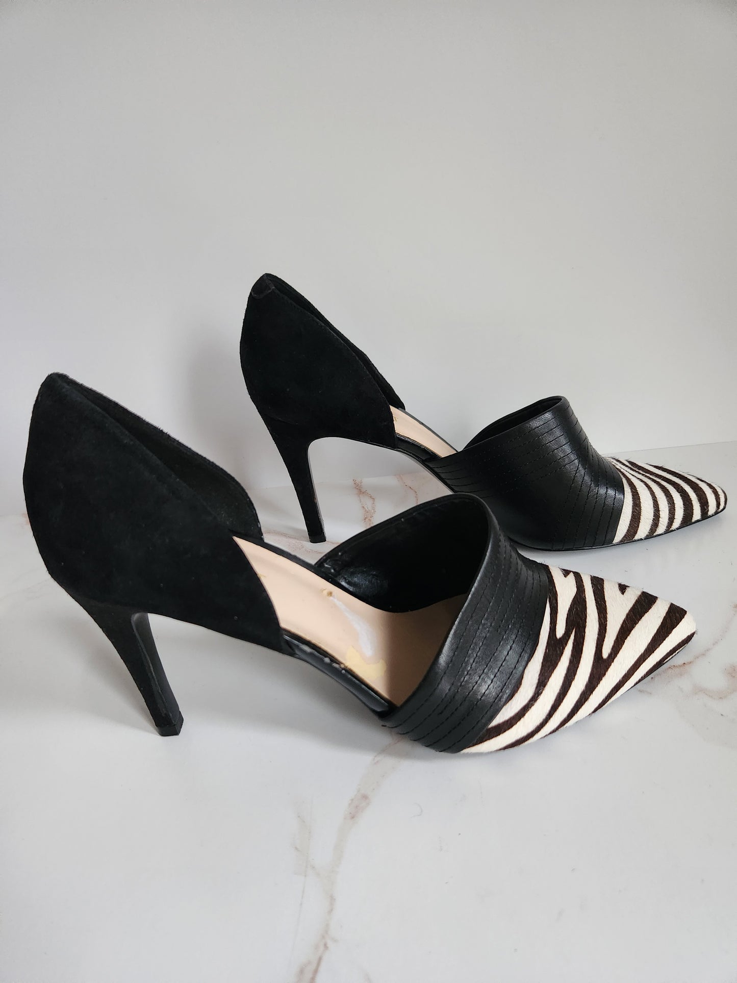 Nine West Zebra Print Leather Heels Sz 8