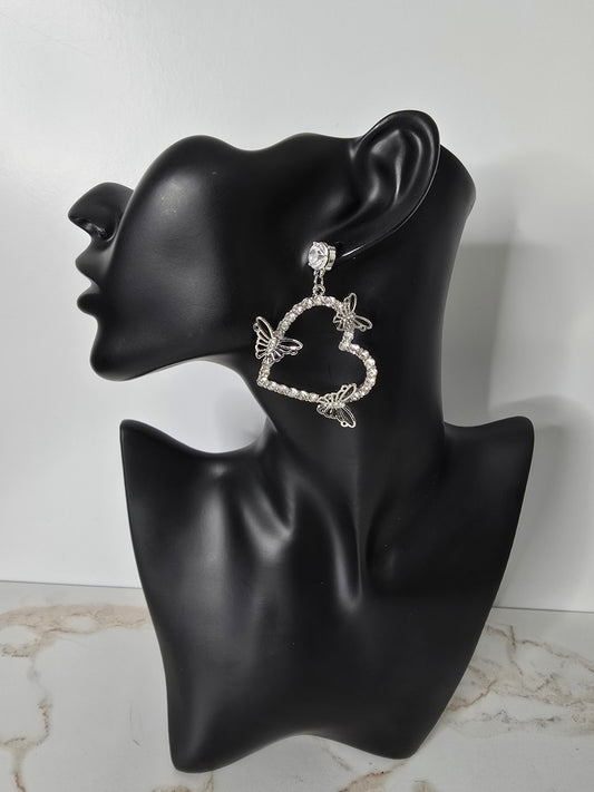 Butterfly Heart Earring Silver