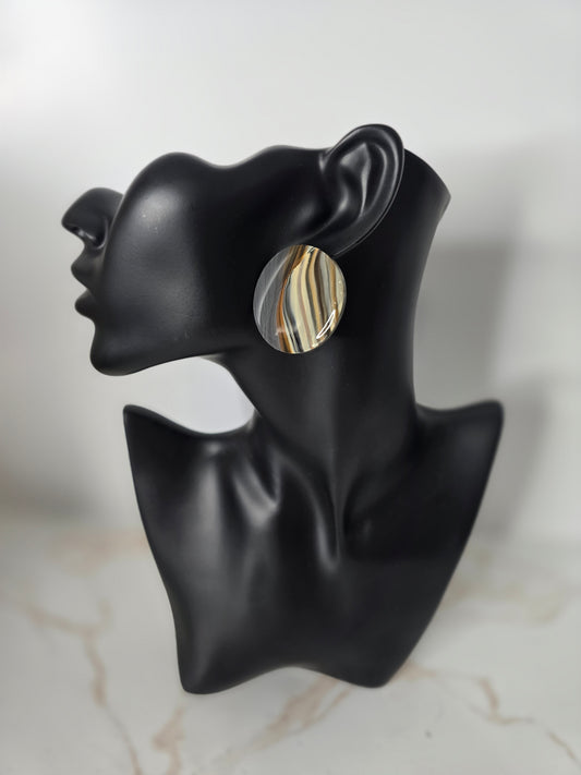 Earthtone Resin Handmade Button Earrings