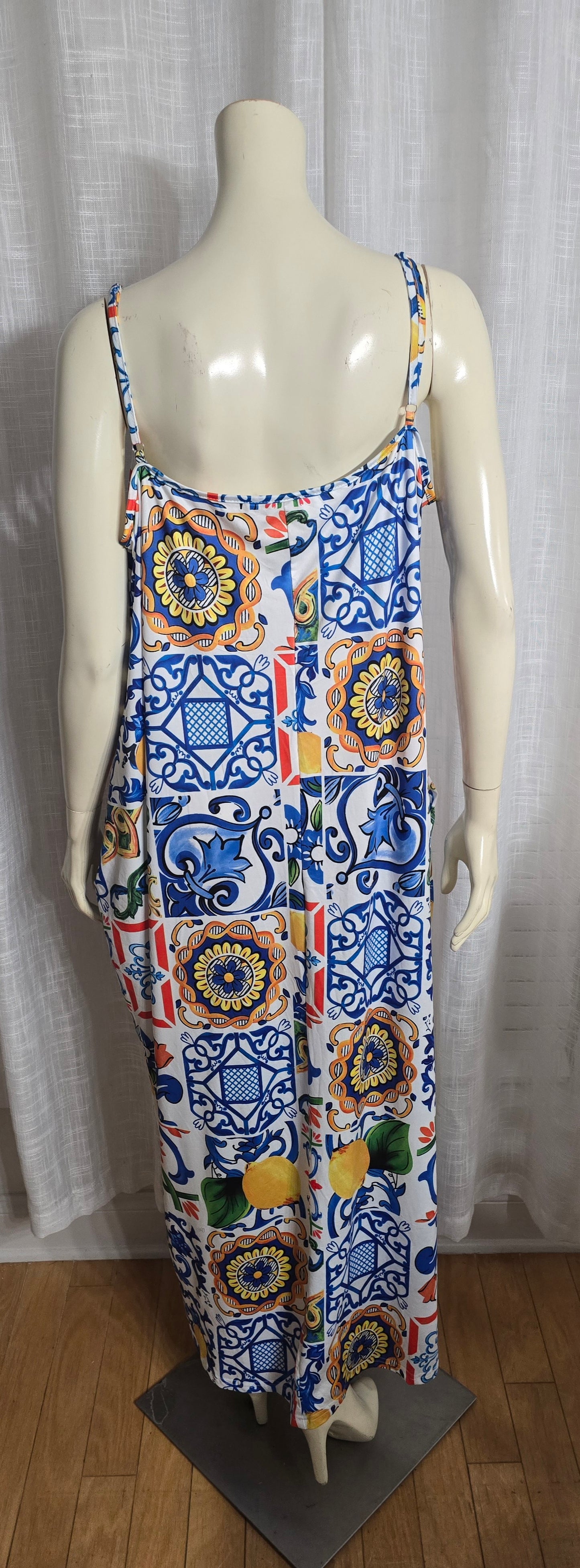 Multi Print Maxi Dress Sz 3X