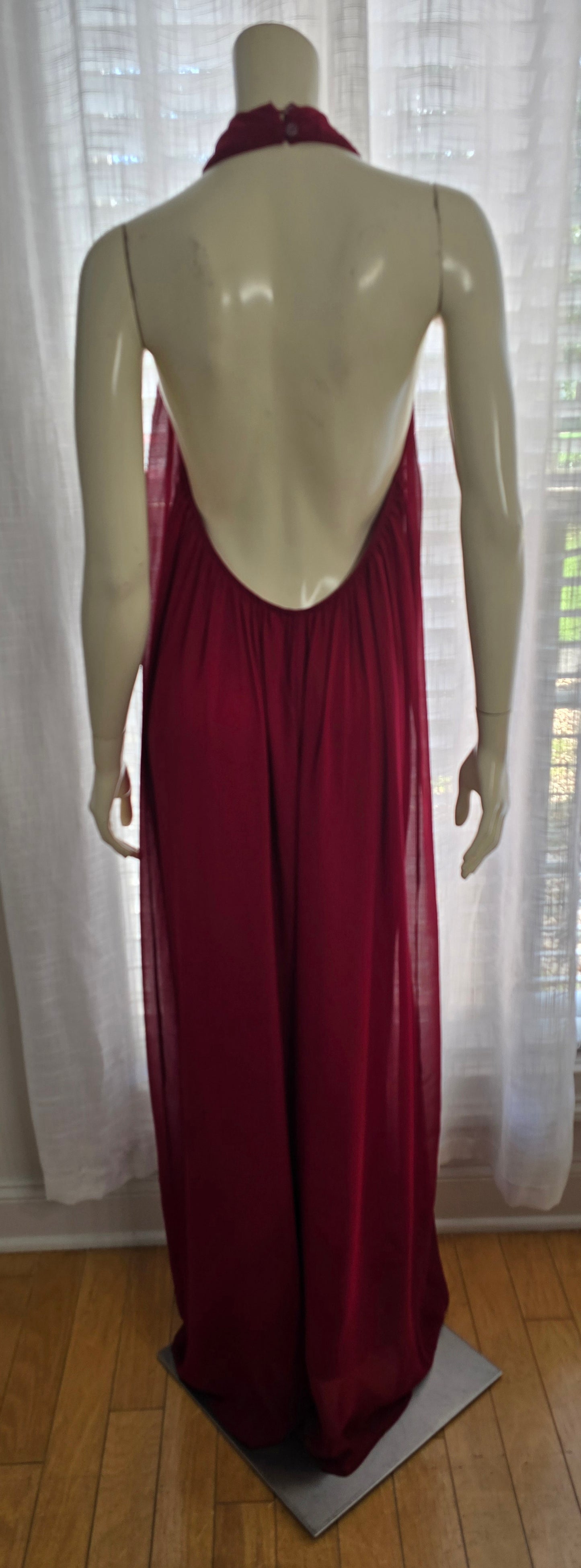 Chiffon Wide Leg Cranberry Jumpsuit - Best Fit XL