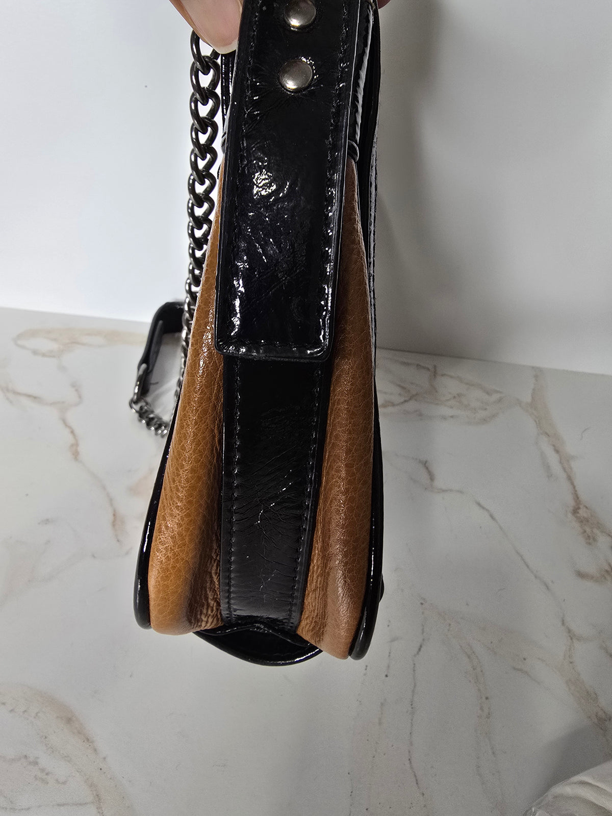 La Diva Brown & Black Leather Bag