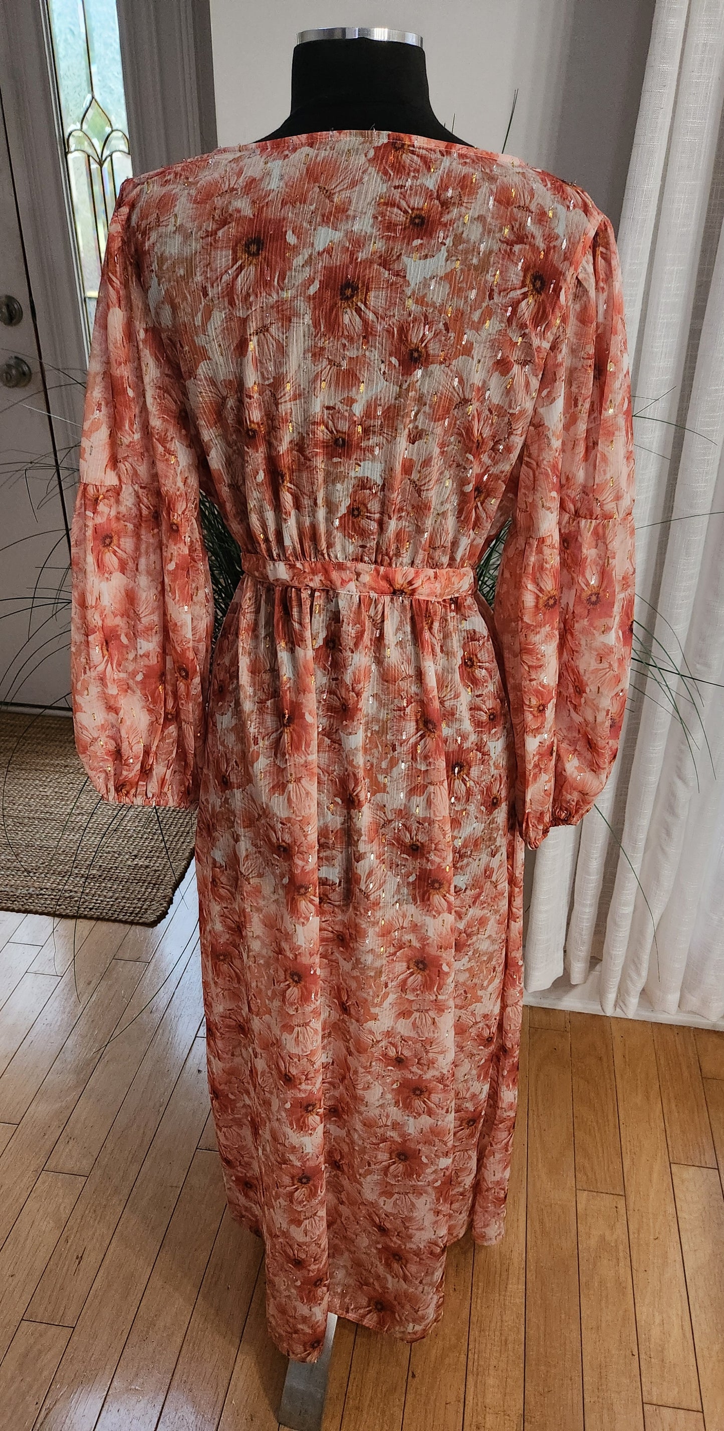 Express Metallic Floral Maxi Cover-Up Sz S/M