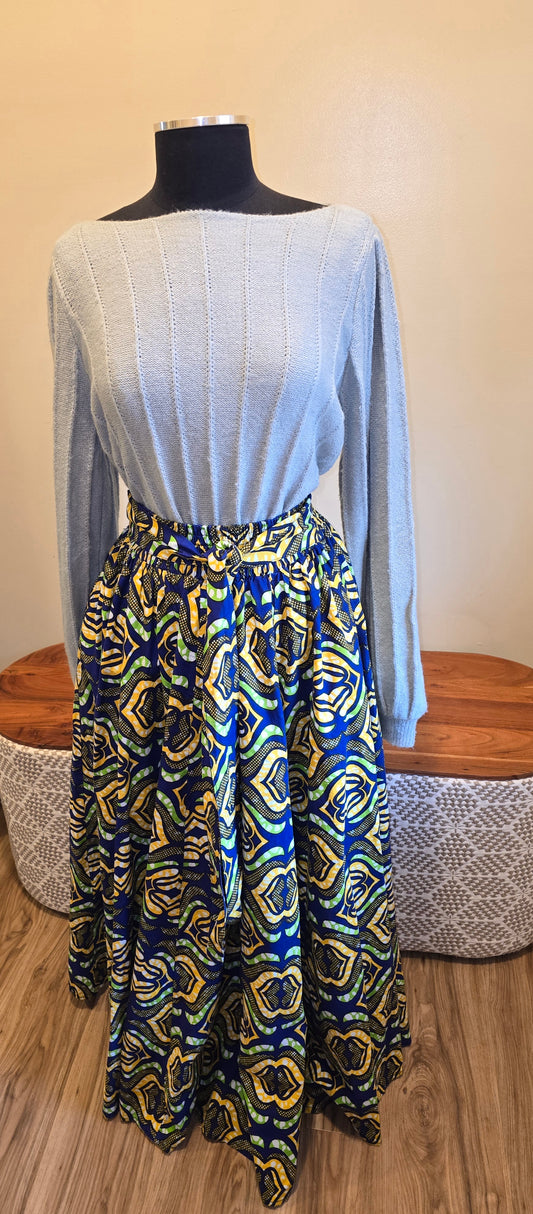 African Violet Ankara Maxi Skirt One Size