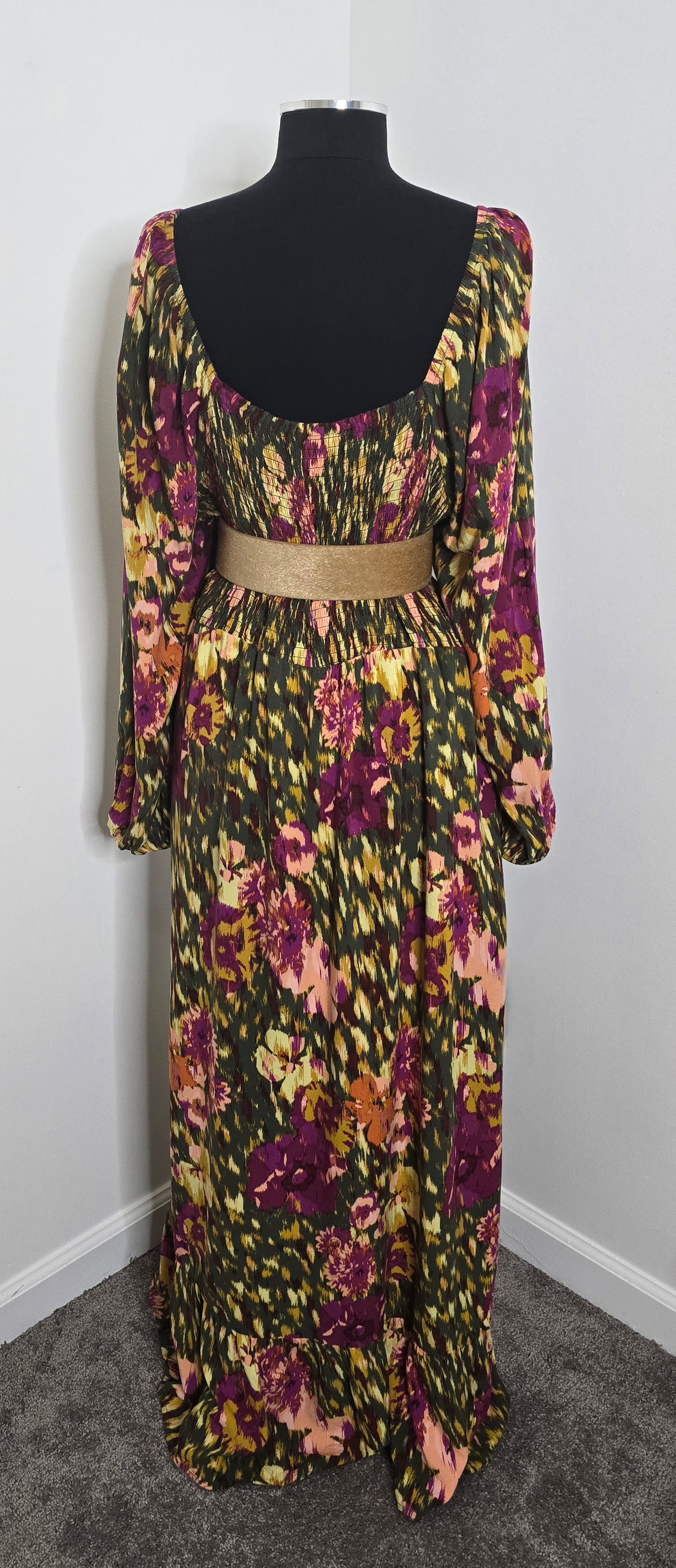 Terra & Sky Floral Peasant Maxi Dress Sx 2X