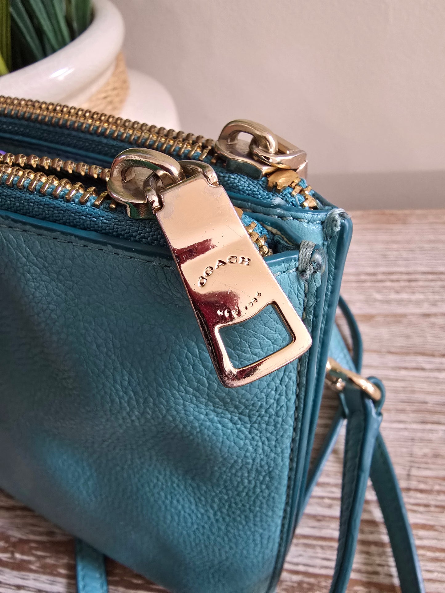 Coach Turquoise Leather Cross Body