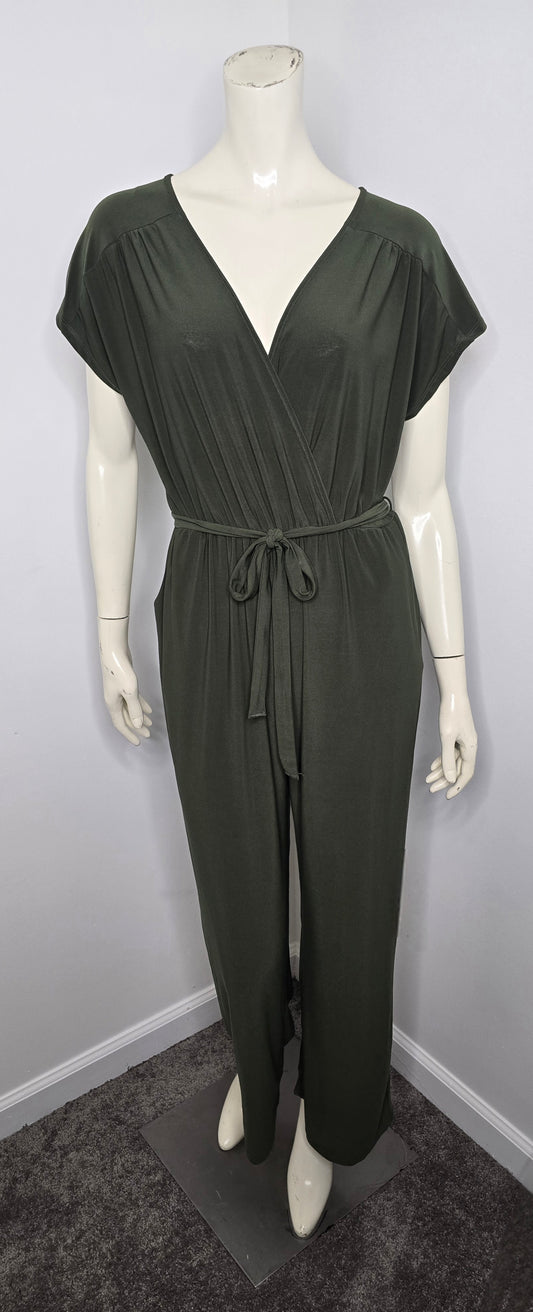 Green Faux Wrap Jumpsuit Sz M