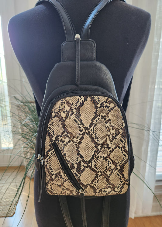 Wild Fable Faux Leather Snake Print Convertible Mini Backpack