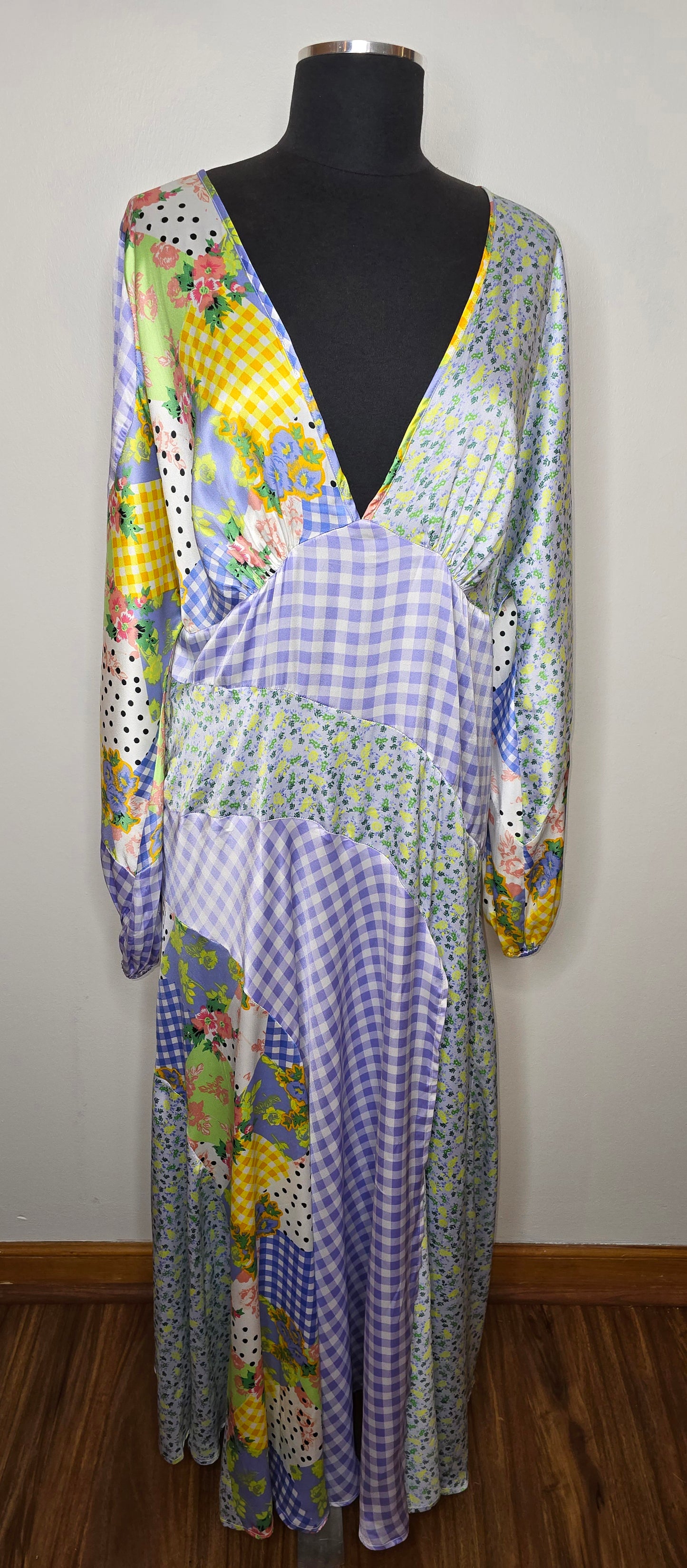 Asos Design Multi Print Dress With Split Sz 14