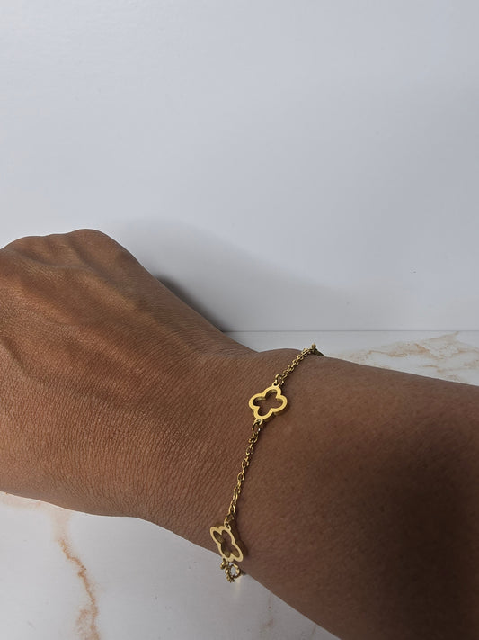 Stainless Steele Gold Flower Bracelet