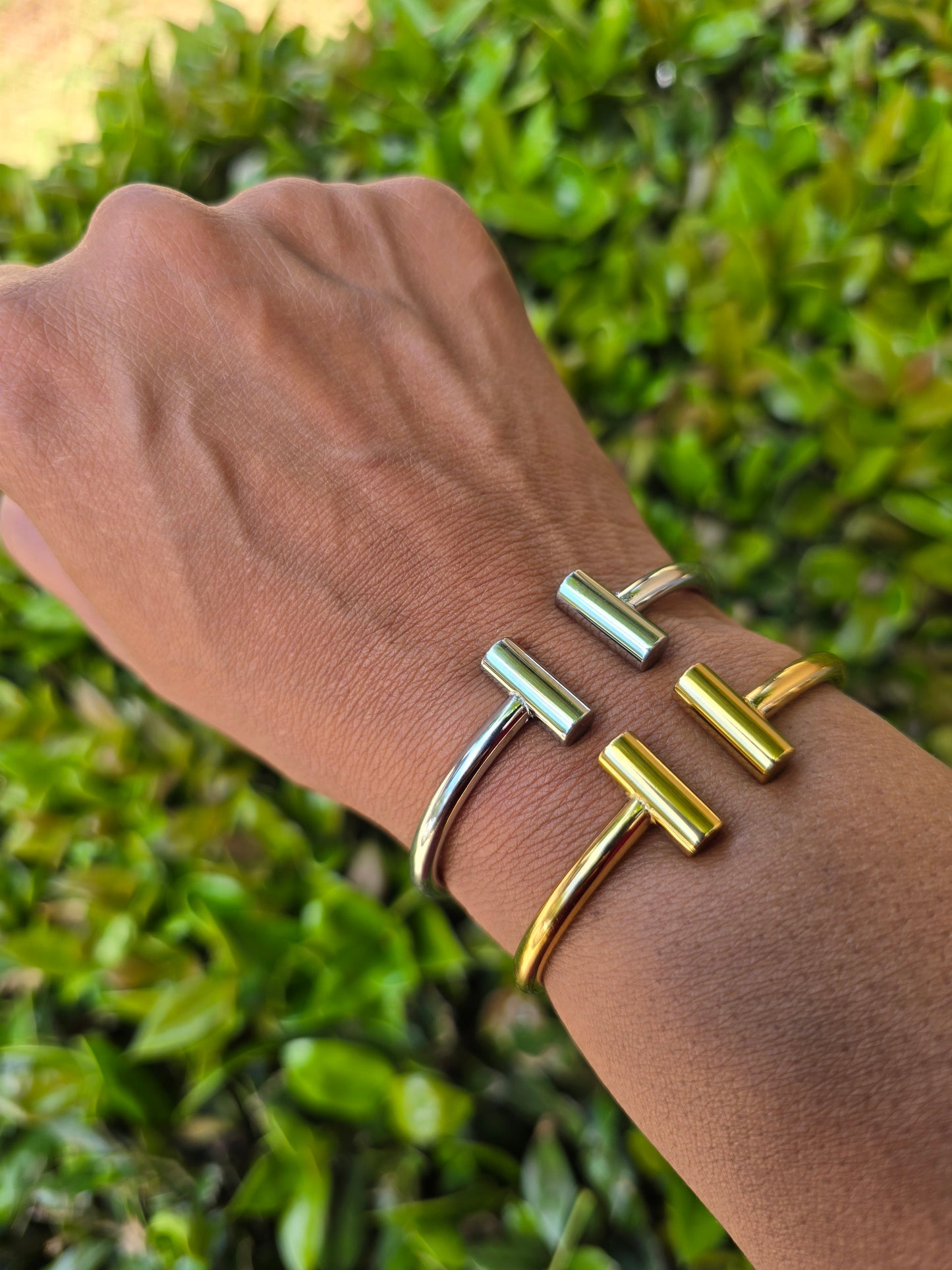 Stainless Steel Silver Hinge Cuff Bracelet