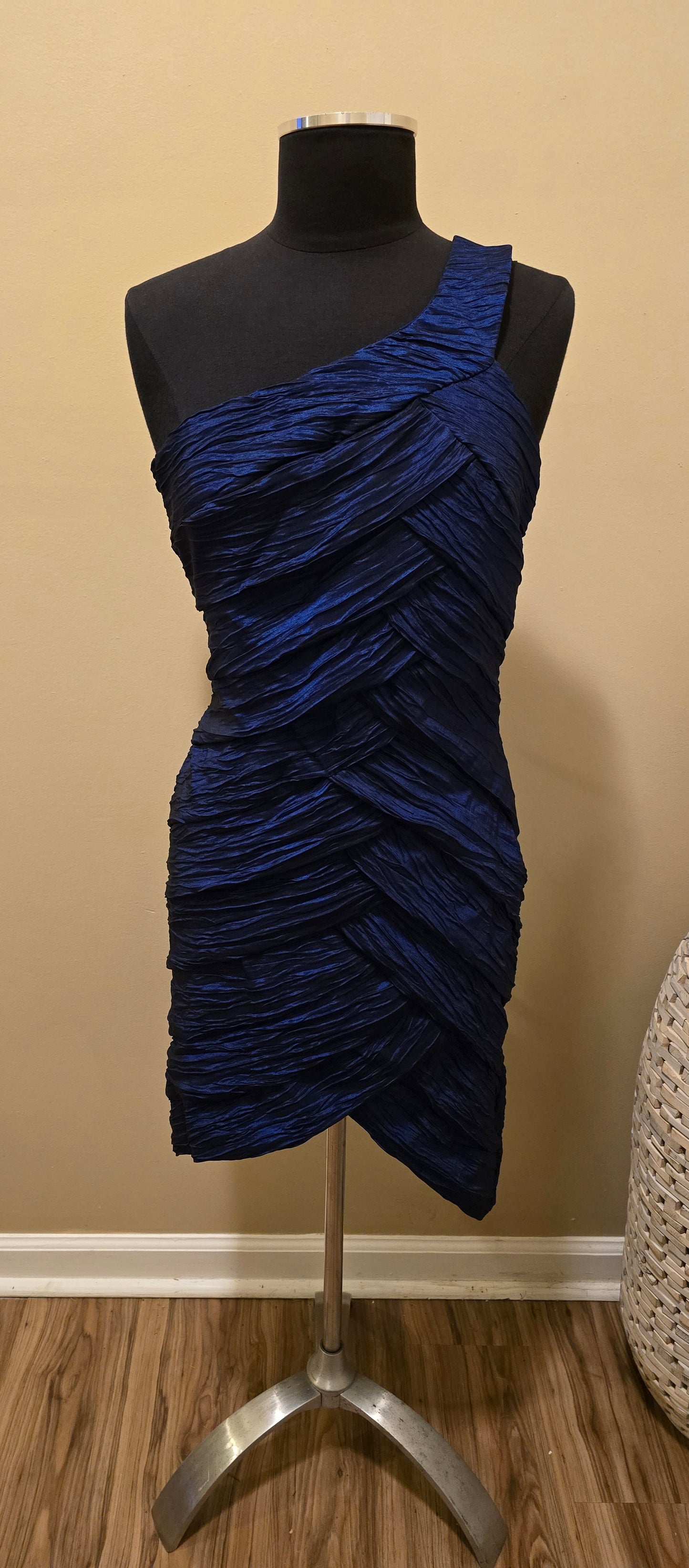 Taffeta One Shoulder Braided Dress Sz 1X