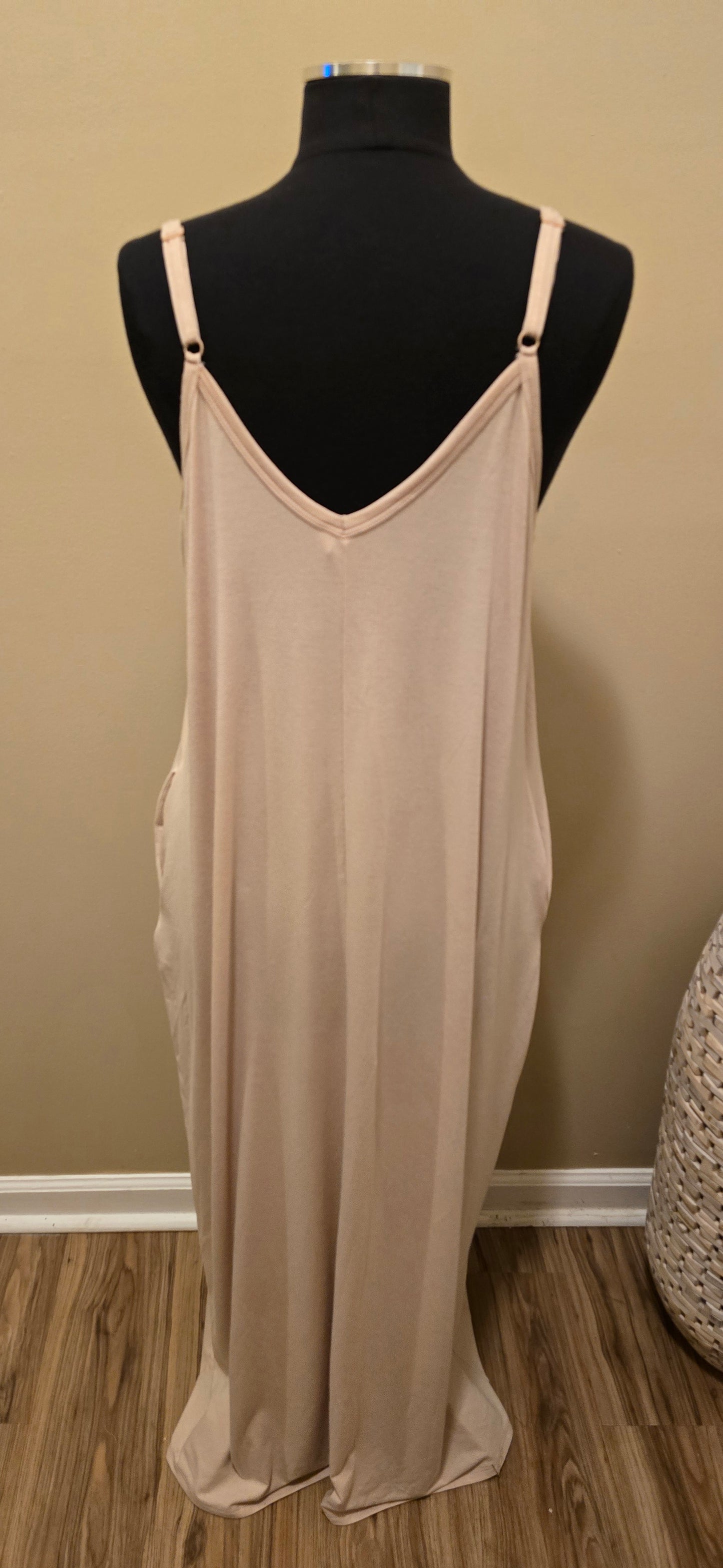 Spaghetti Strap Beige Maxi Dress Sz XL