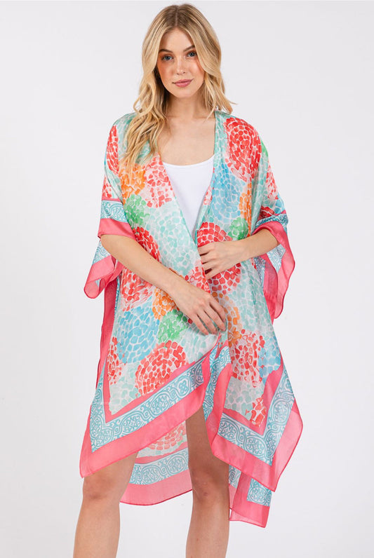 Dalia Coral Kimono Fits Up to Sz 2X