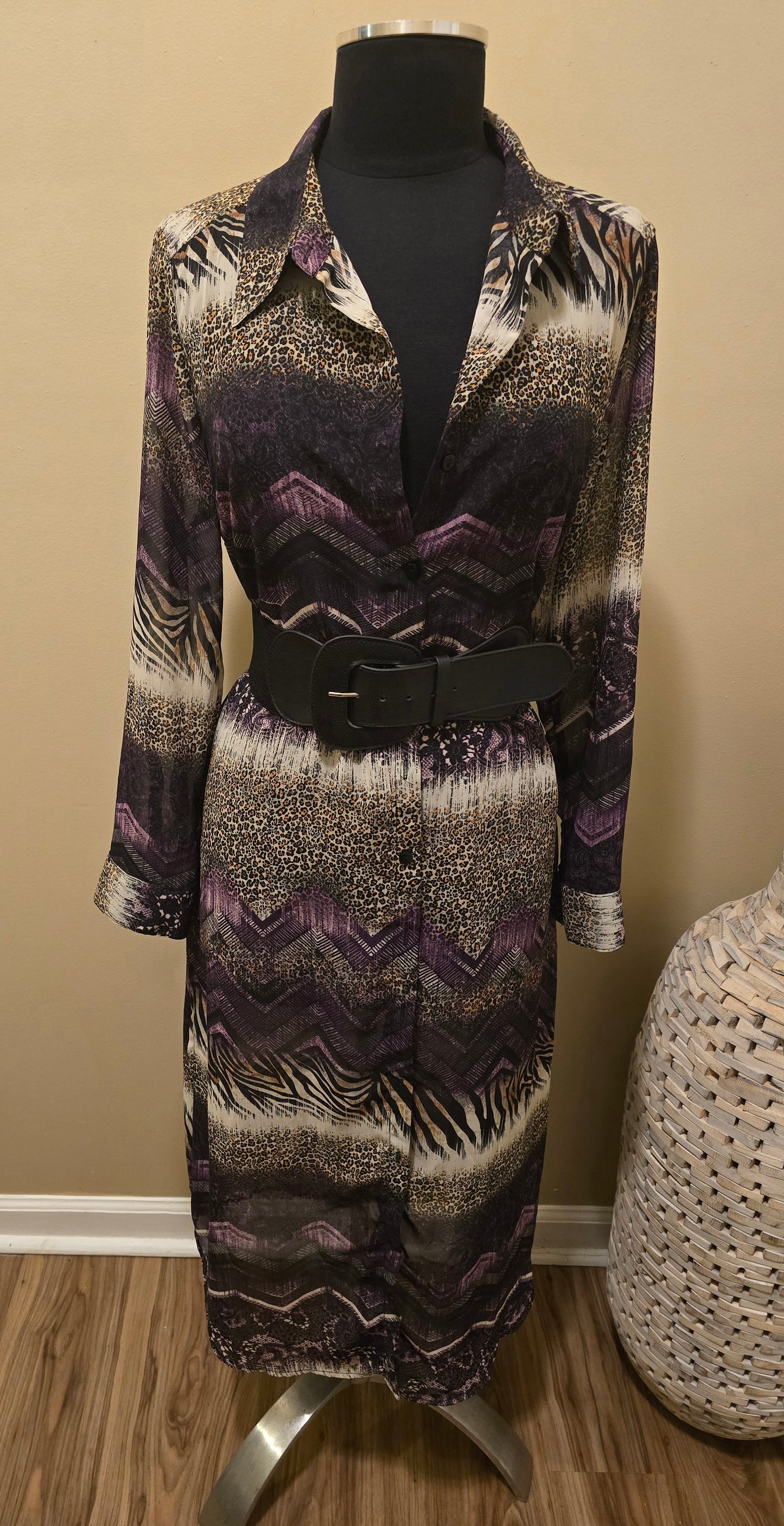 Purple Animal Print Duster Sz M
