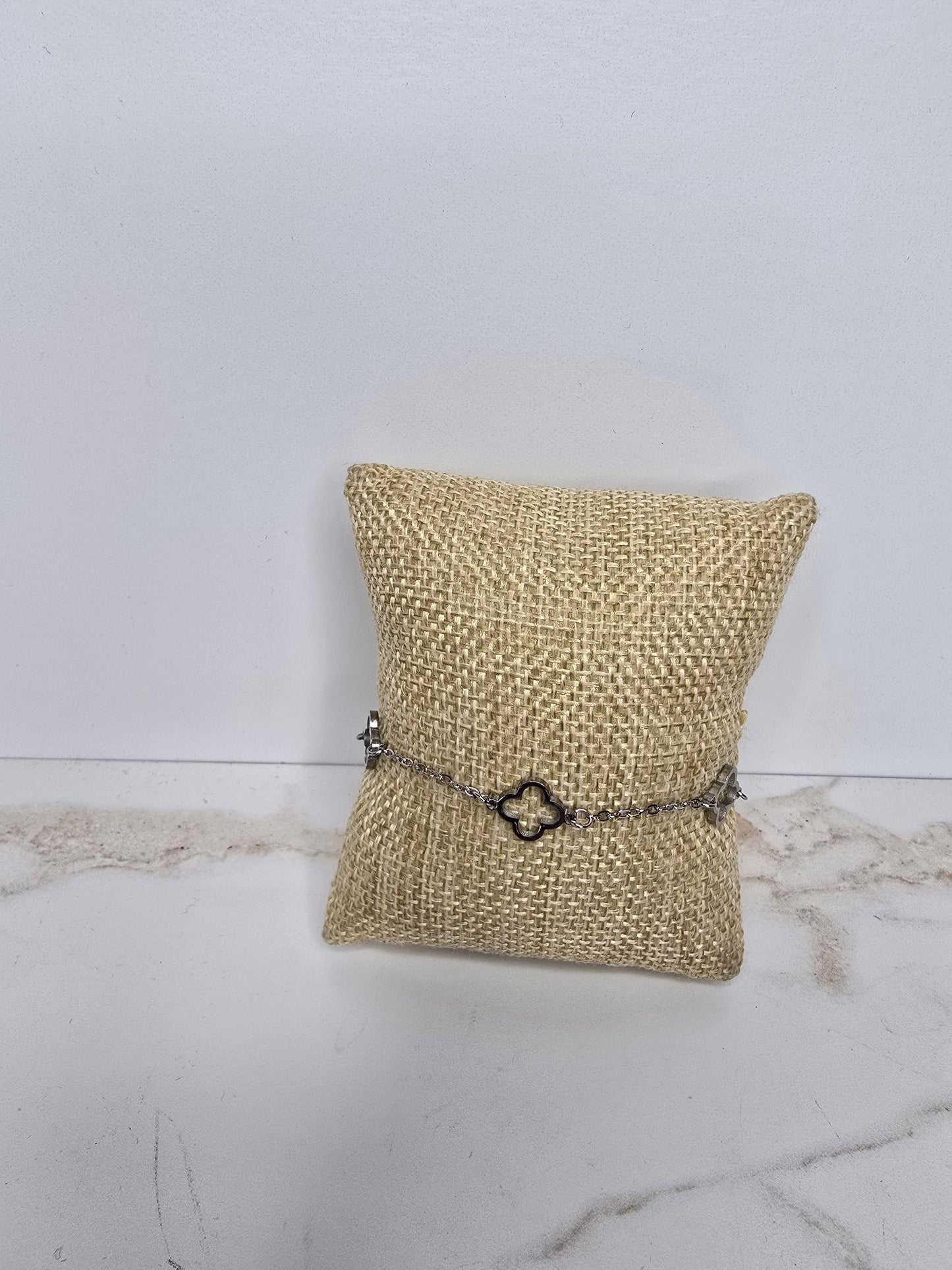 Stainless Steele Silver Flower Bracelet