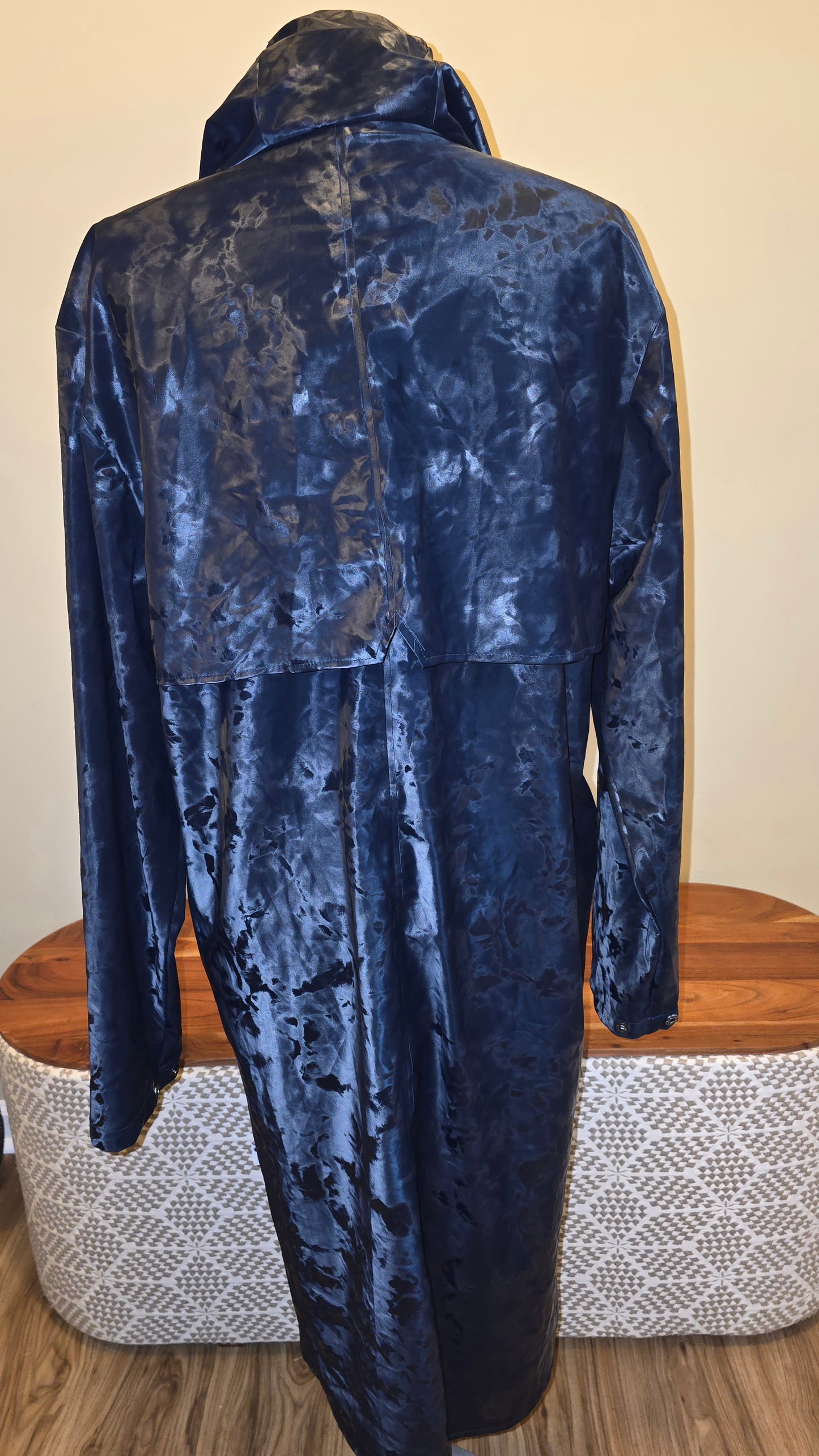 Rains Long Velvet Effect Waterproof Raincoat Sz M