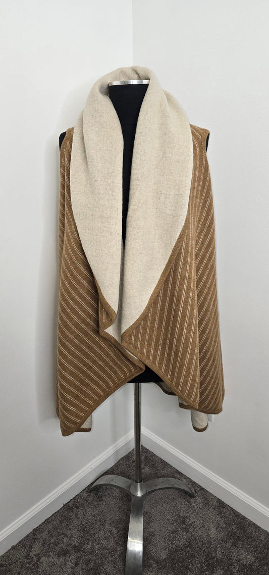 Brown Striped Poncho One Size