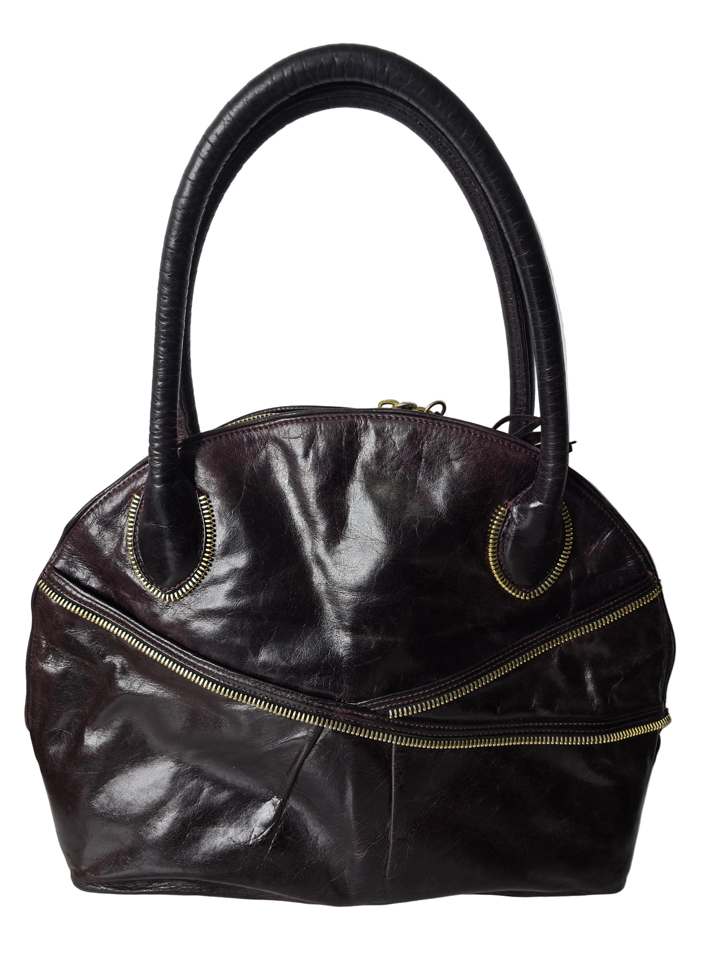 Zina Eva Eggplant Leather Handbag