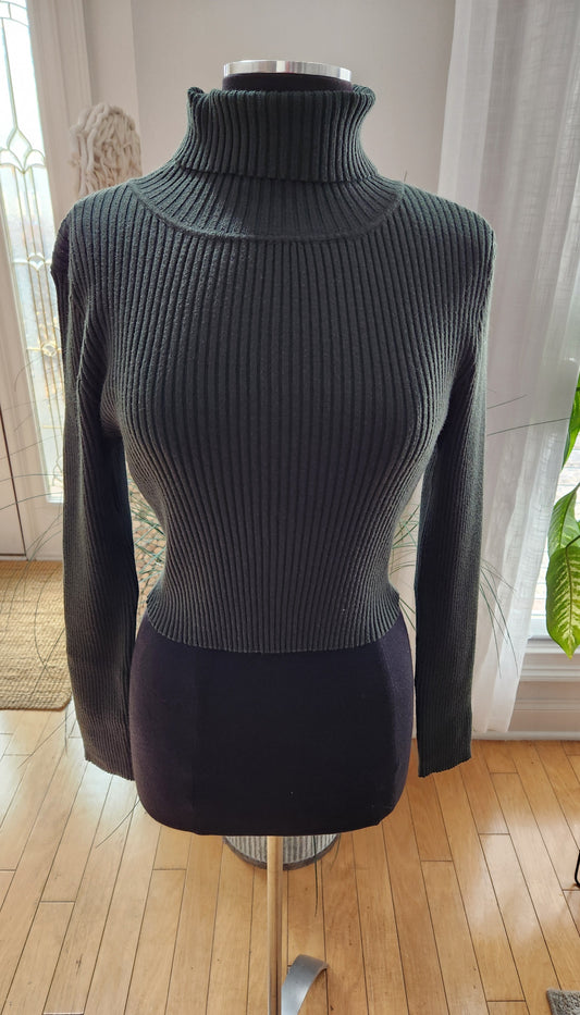 Green Turtleneck Crop Sweater Sz XL