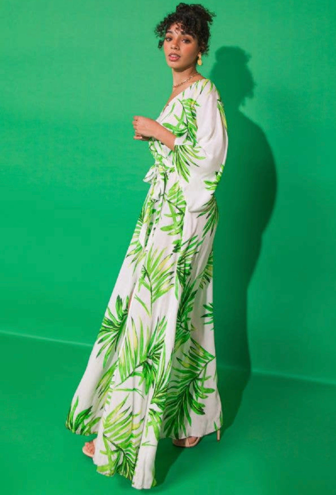 Palm Tree Leaf Dress With Split