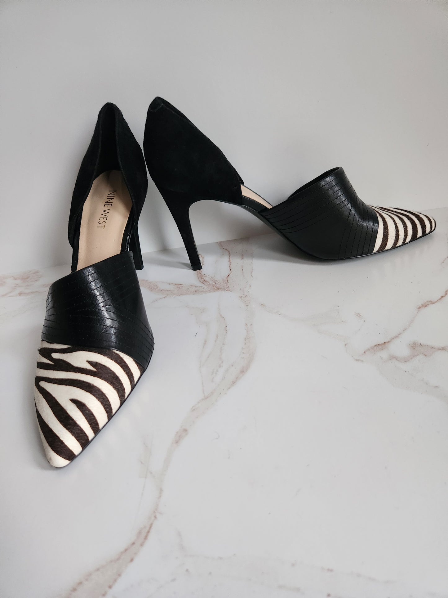 Nine West Zebra Print Leather Heels Sz 8