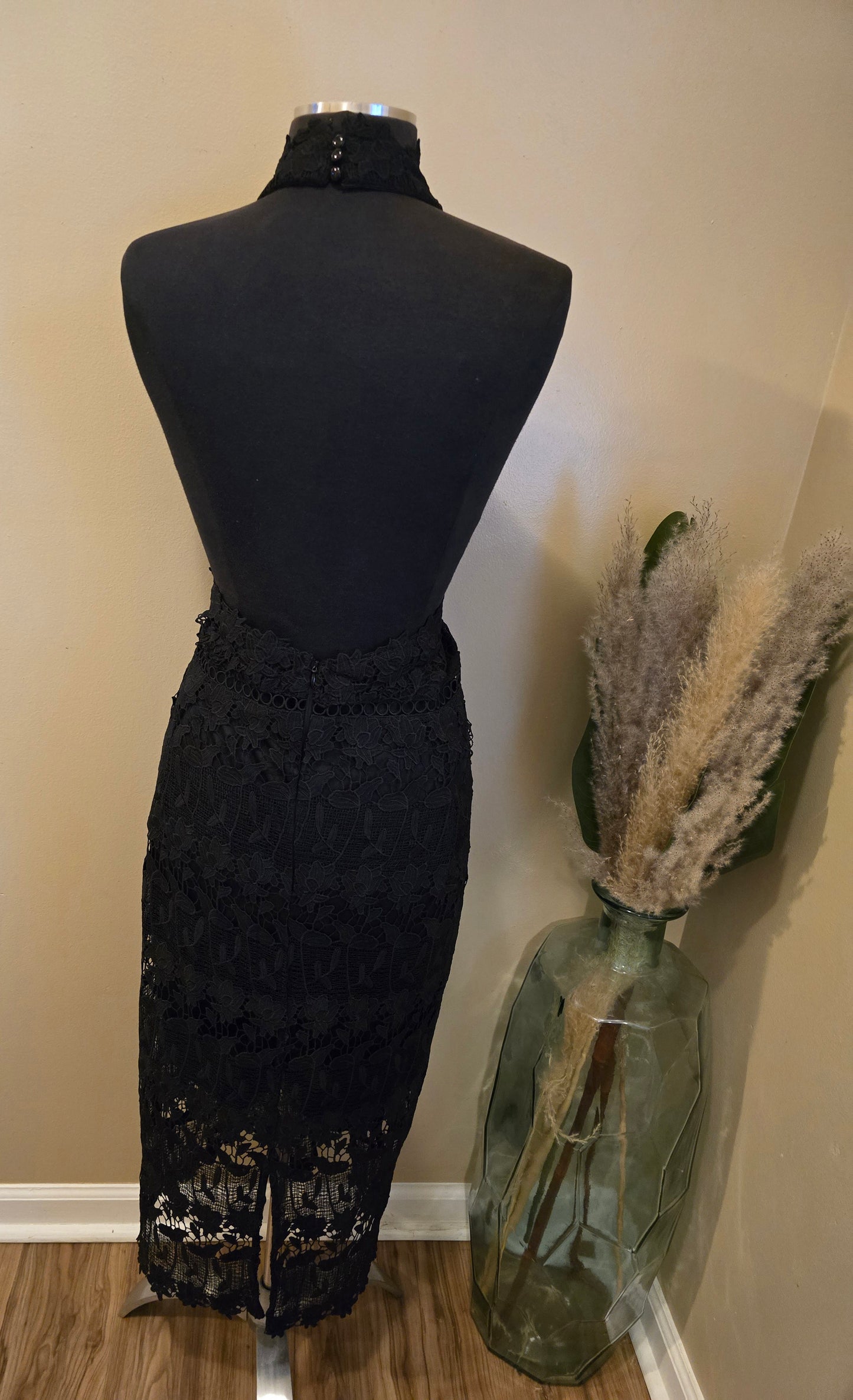 Fashion Nova Black Halter Lace Midi Dress Sz 3X