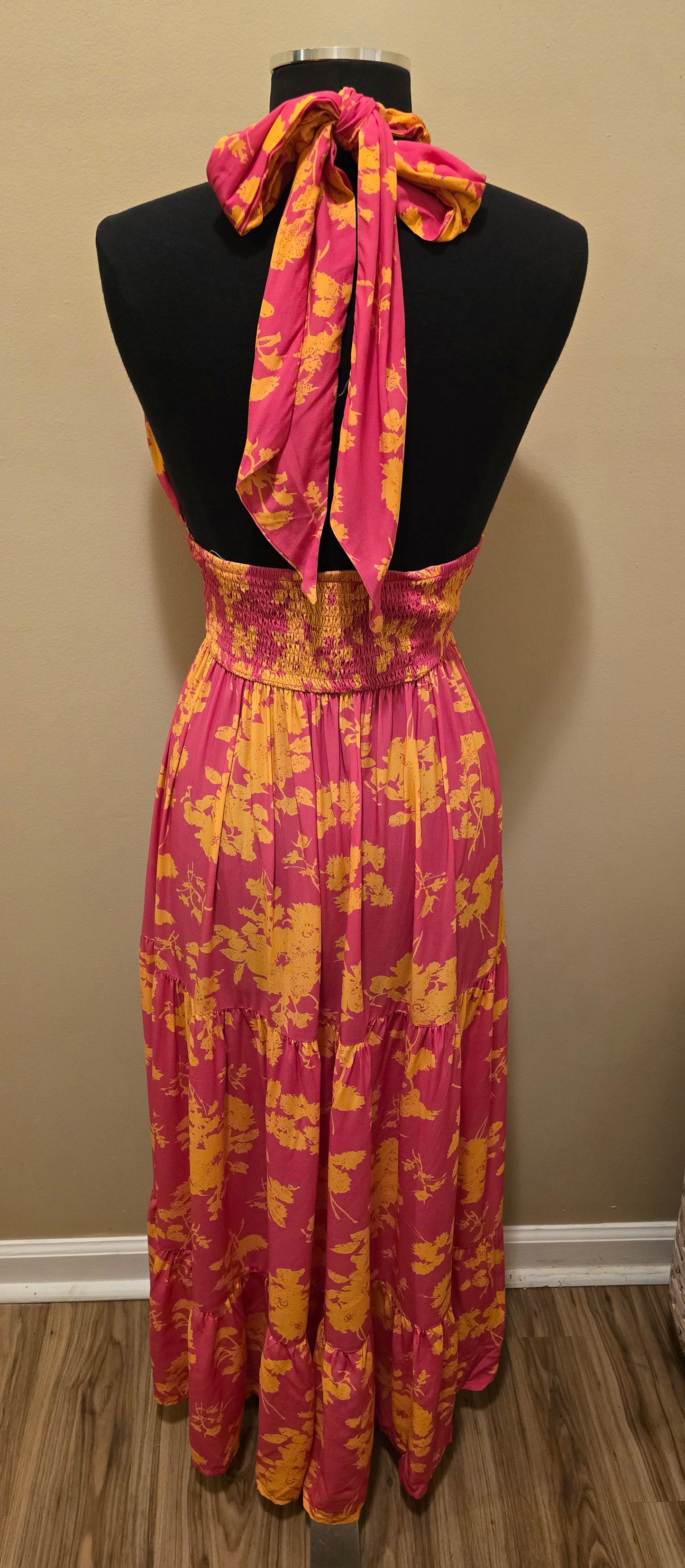 Fuchsia & Orange Halter Dress Sz 8