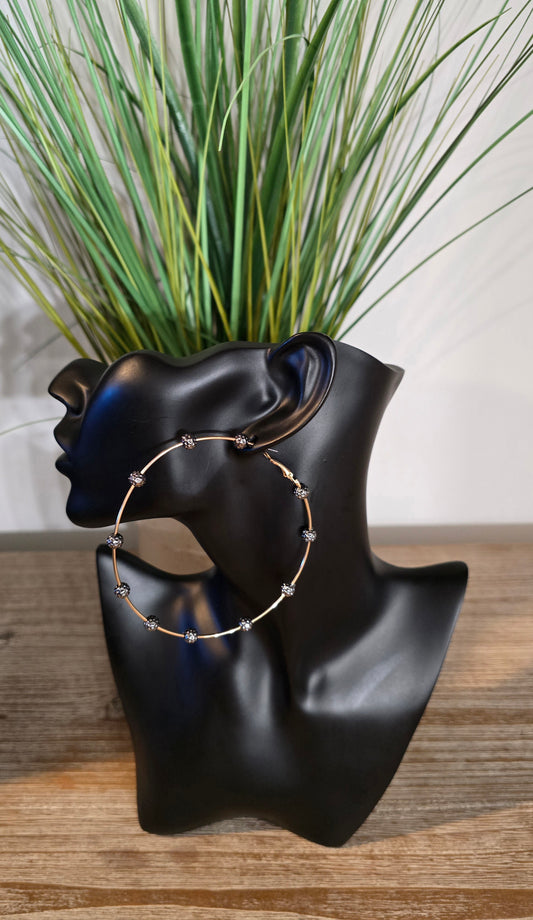 Round The World Gold & Gunmetal Hoops