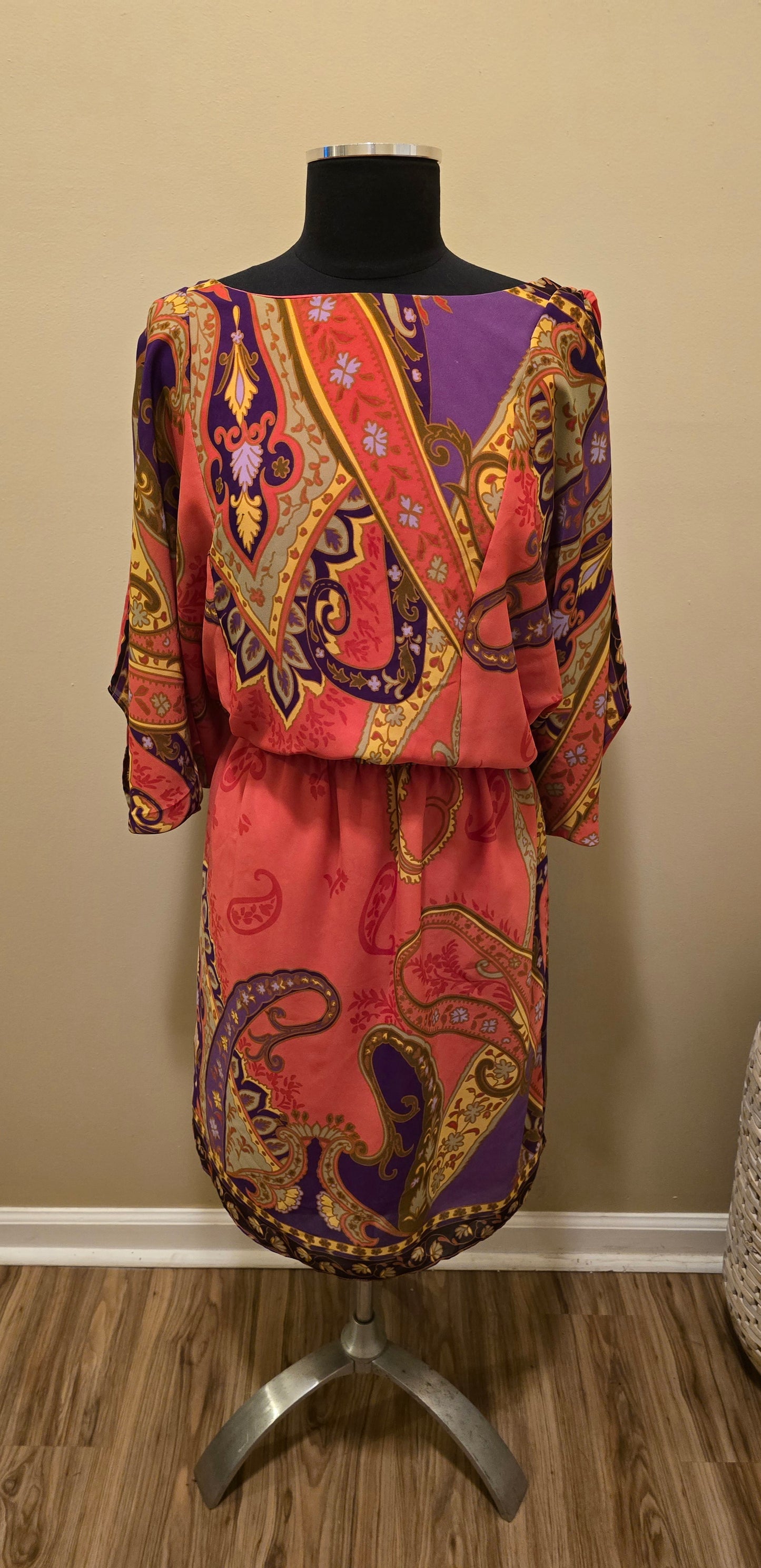 Dolman Sleeve Print Dress Sz 1X