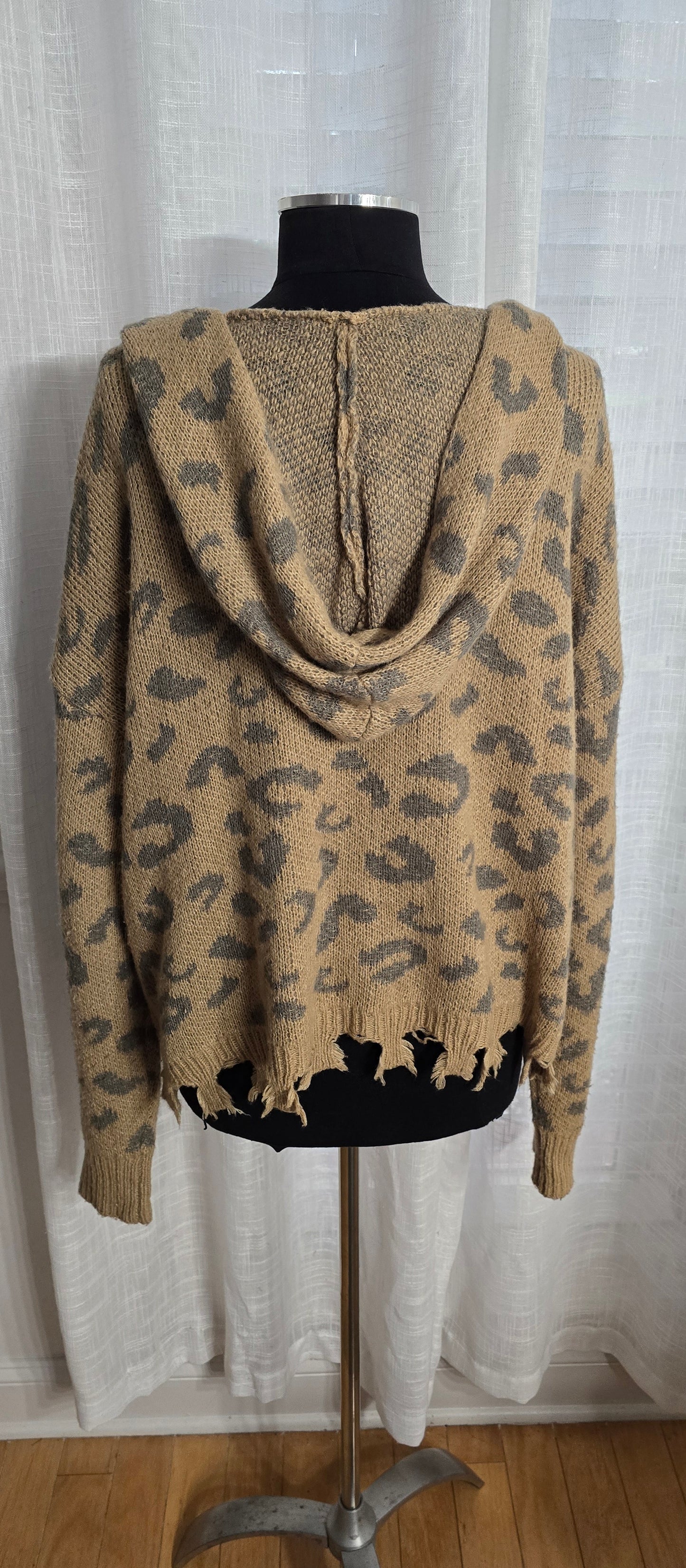 Willow Root Animal Print Hooded Cardigan Sz L
