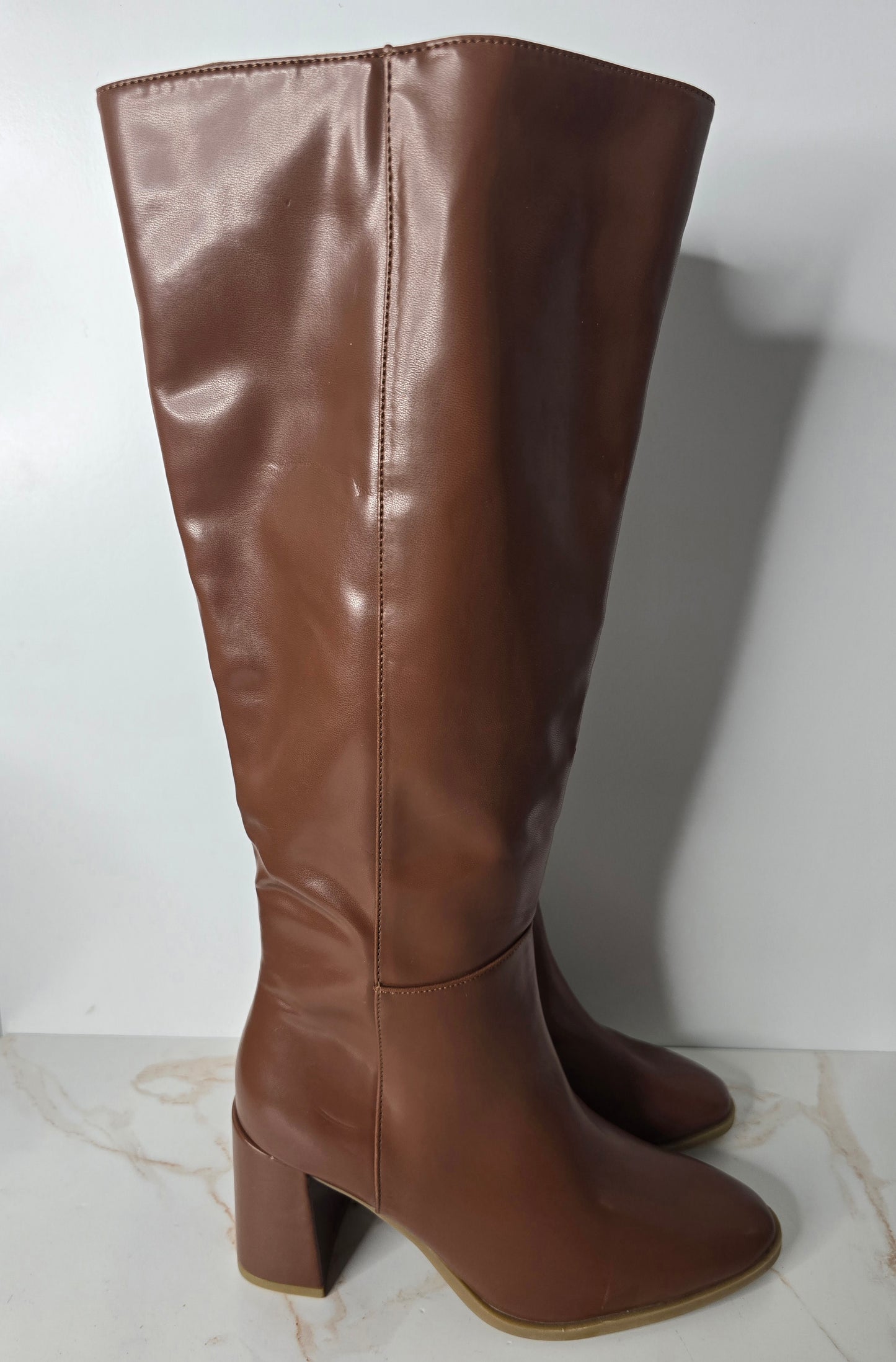 A New Day Brown Block Heel Boots Sz 6.5