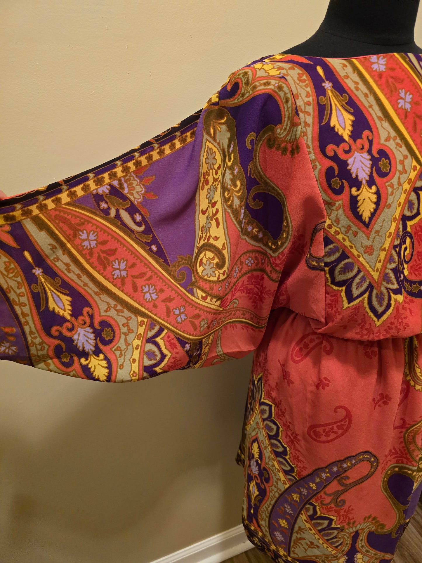 Dolman Sleeve Print Dress Sz 1X