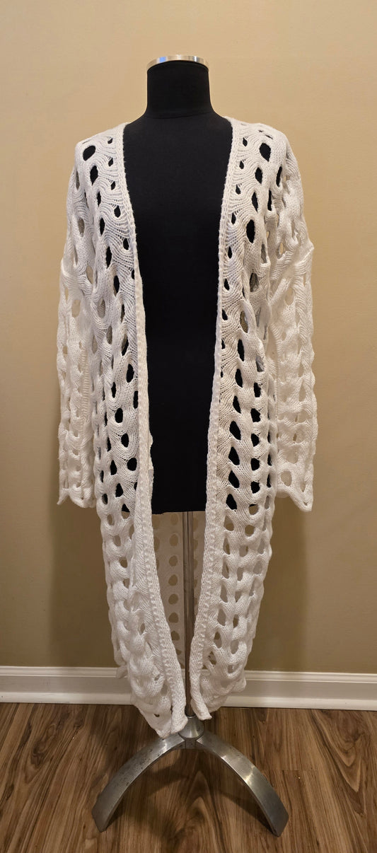 Masquerade White Holey Duster Fits Up to Sz L
