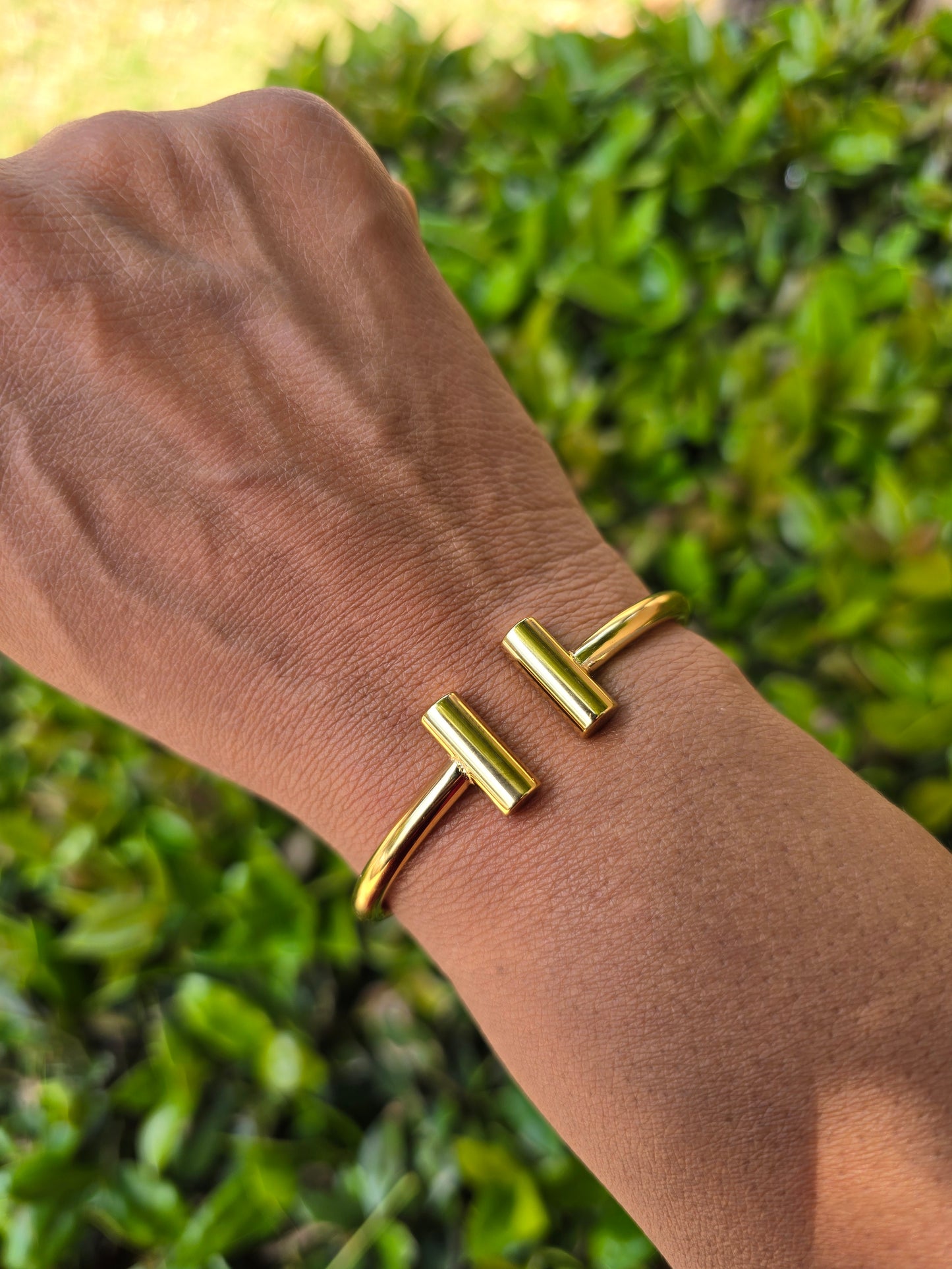 Stainless Steel Gold Hinge Cuff Bracelet