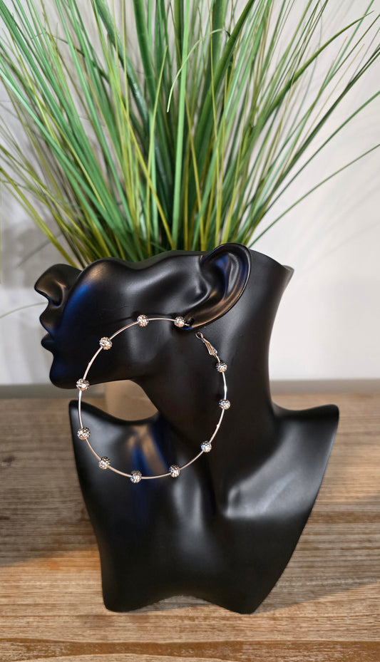 Round The World Silver Hoop Earrings