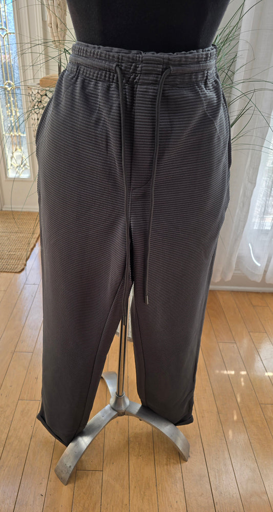 Grey Ribbed Sweat Pants Sz M