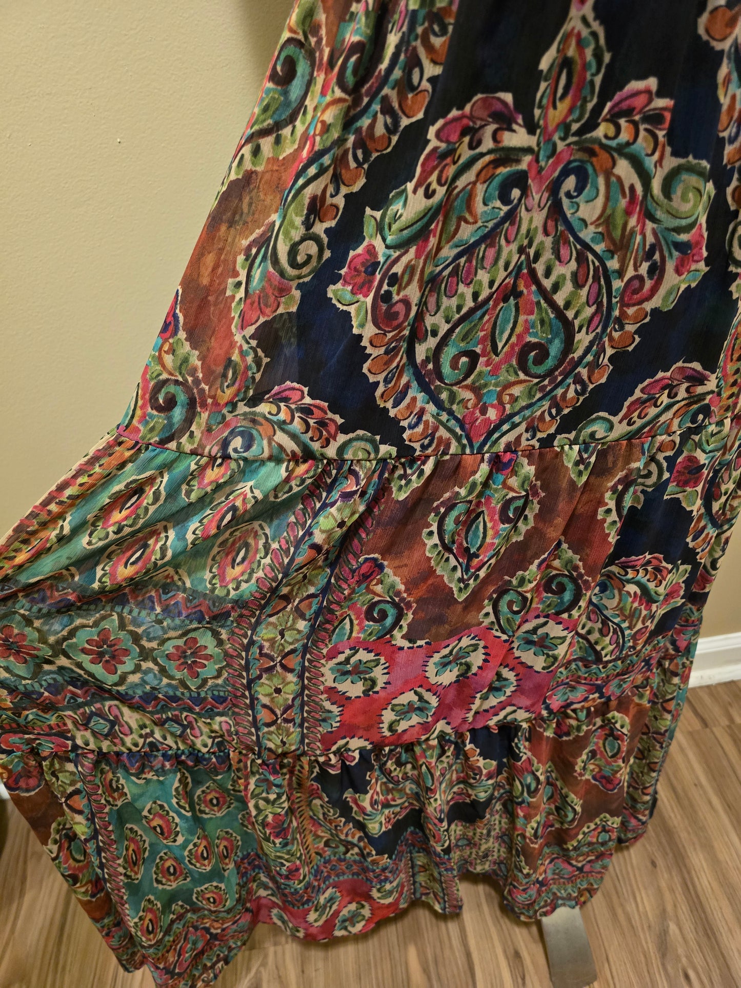 Multi-Colored Tiered Dress Sz 8