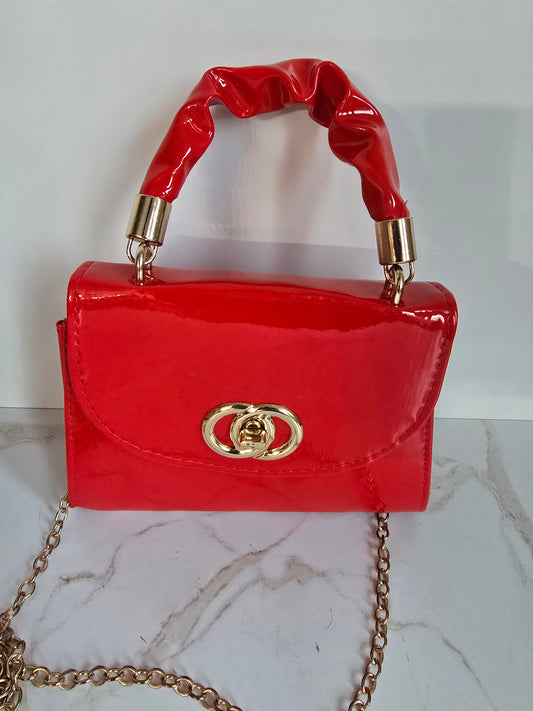 Red Faux Patent Mini Handbag