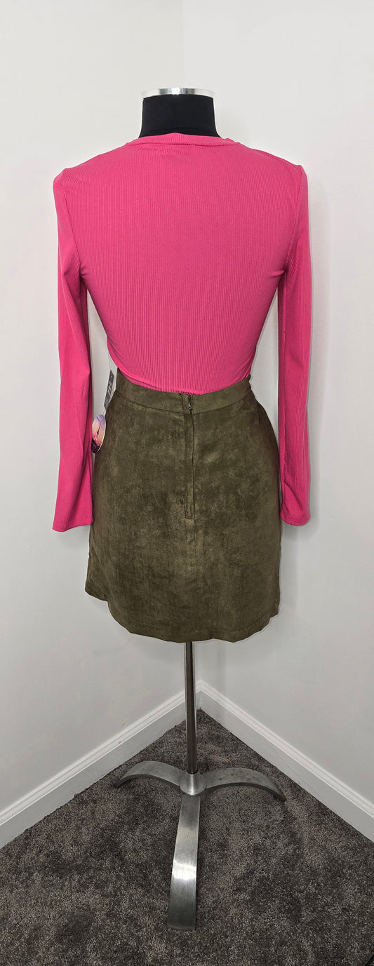 Express Fuchsia Ribbed Long Sleeve Tee Sz M