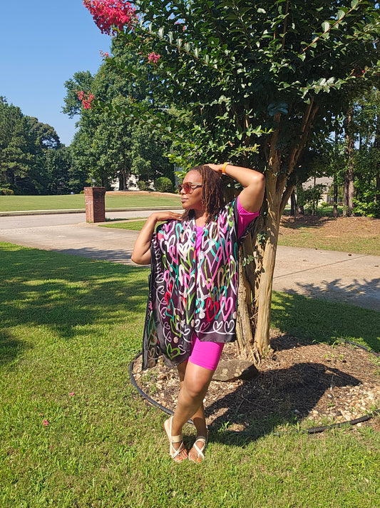 Queen of Hearts Black Kimono