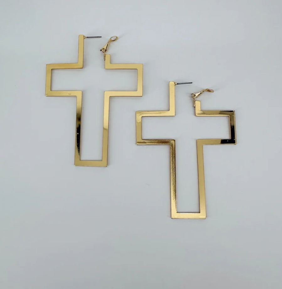 Gold Cross Earrings