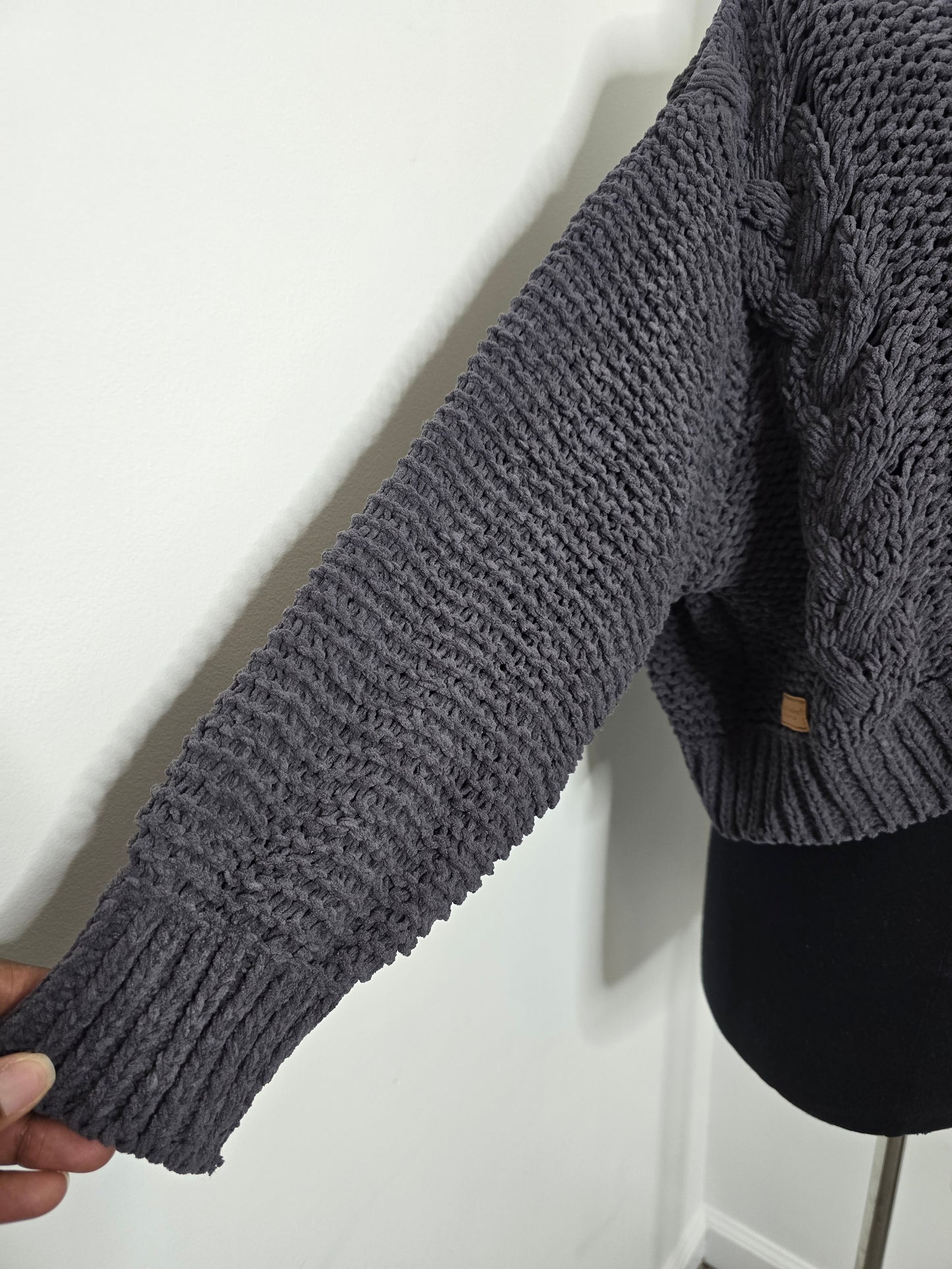 Simply Southern Collection Braided Chenille Sweater Night Sz S