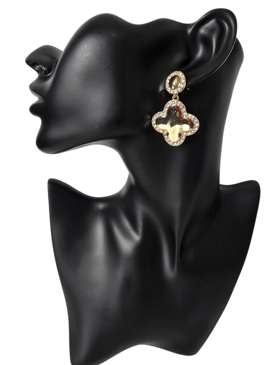Four Leaf Clover Dangle Earring Gold