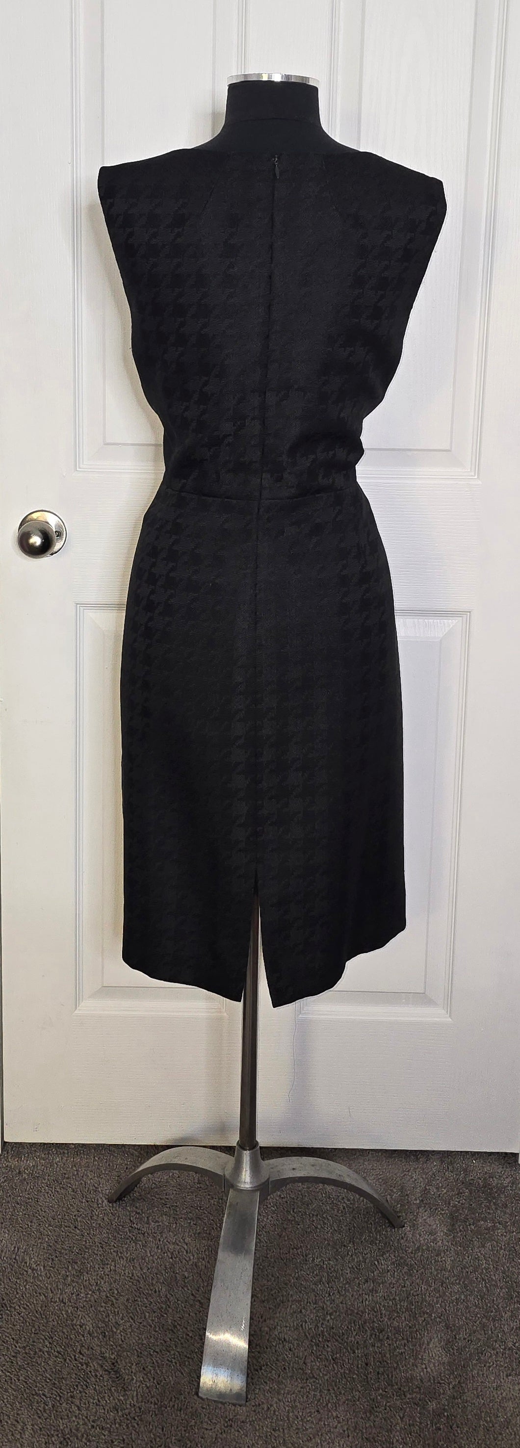 Tahari Black Houdstooth Dress Sz 16