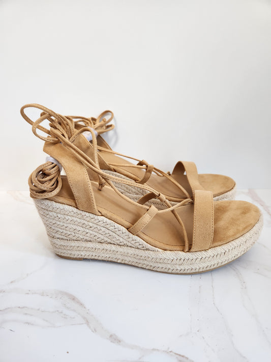Faux Suede Wedge Strappy Sandal Sz 9.5