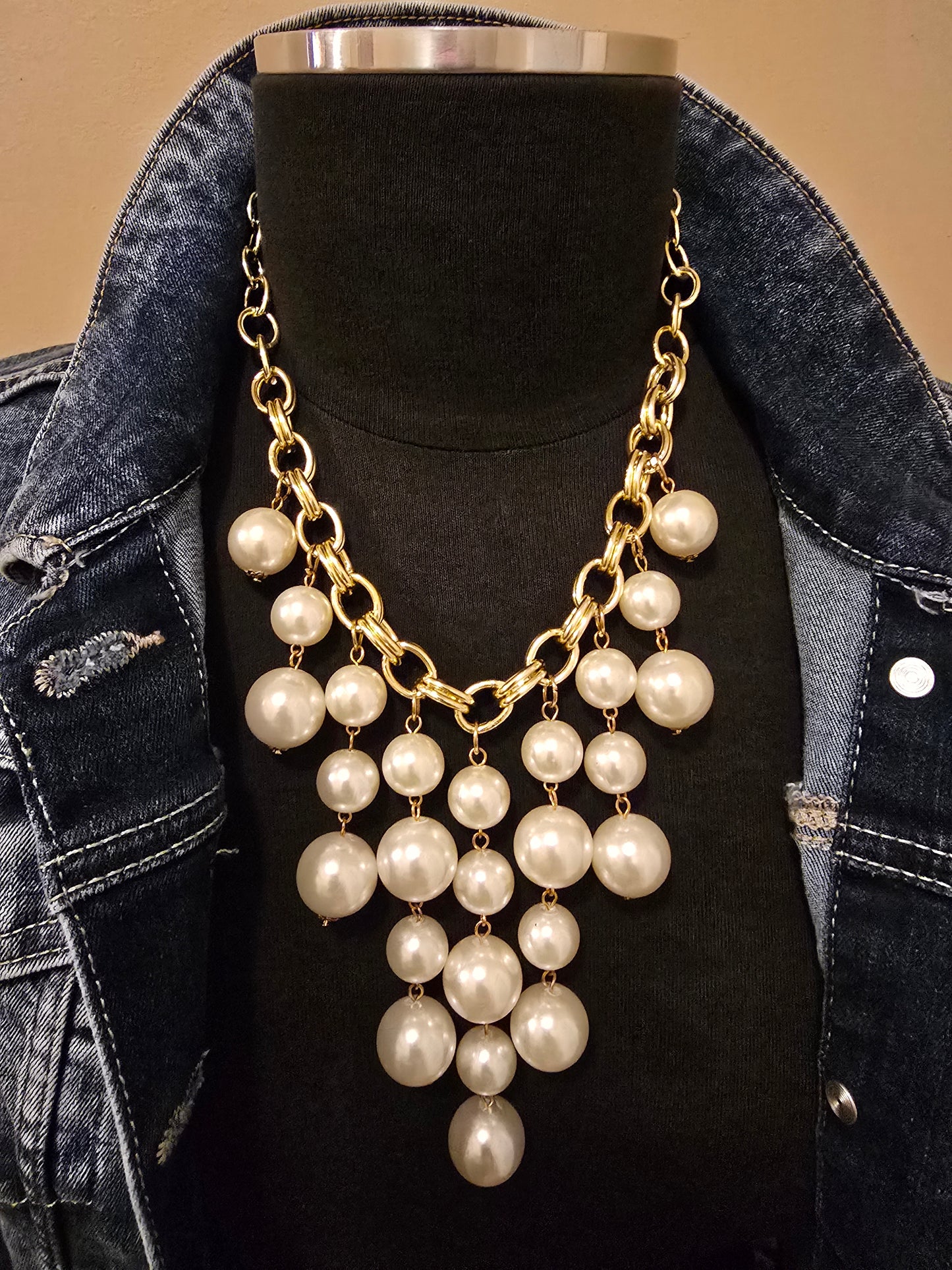 Cascading Faux Pearl Necklace Set