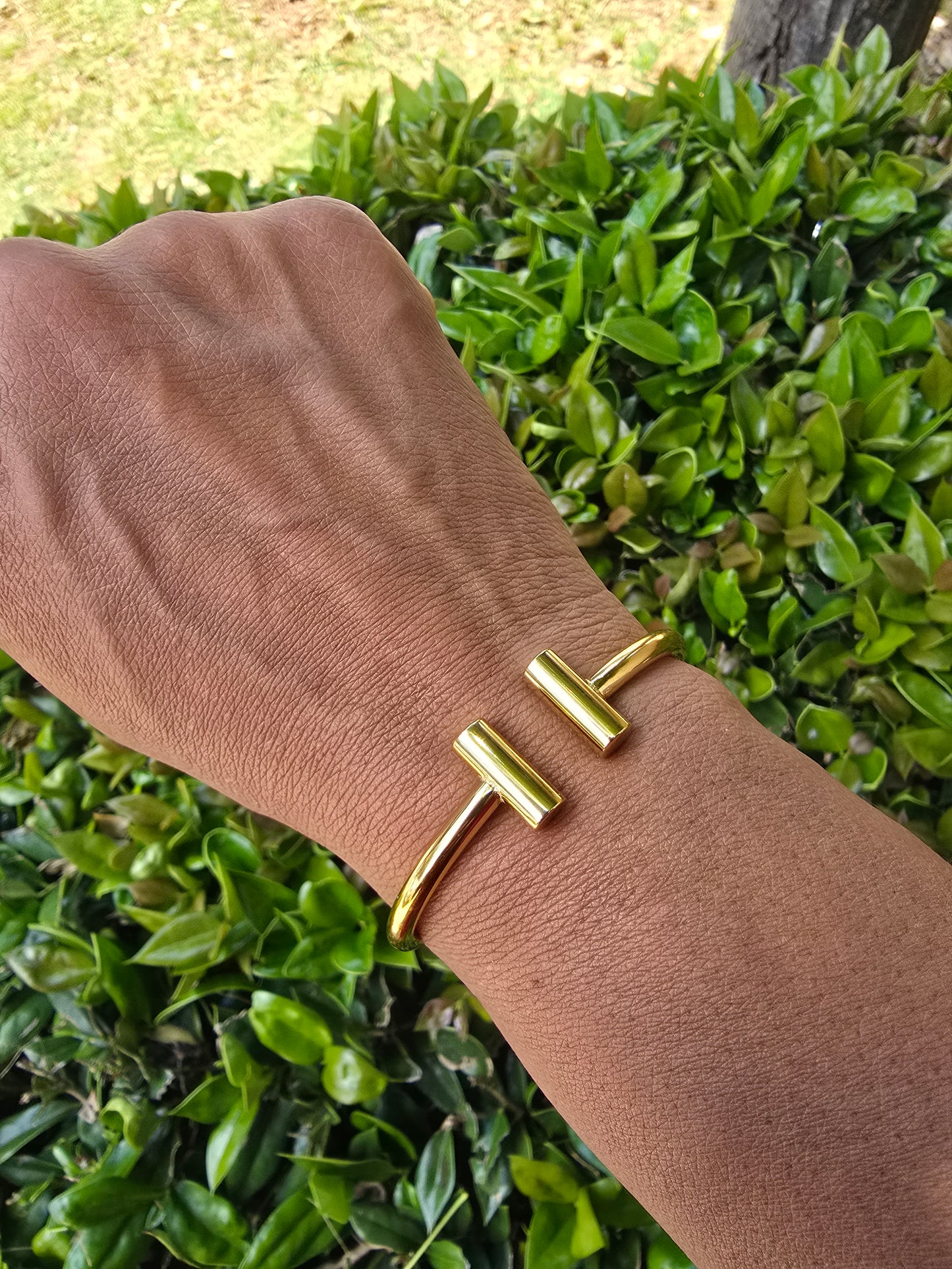 Stainless Steel Gold Hinge Cuff Bracelet